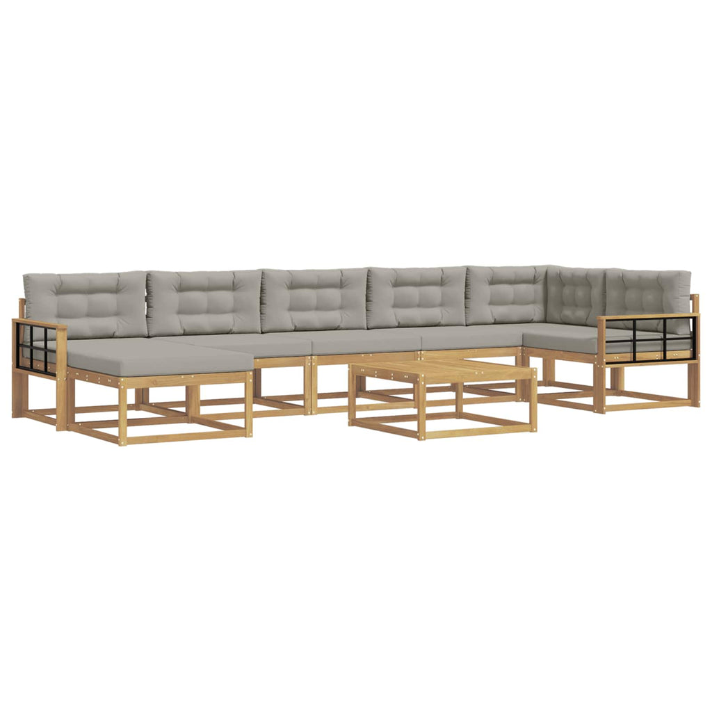 Outdoor-Sofagarnitur 8 pcs Weiß und Hellgrau