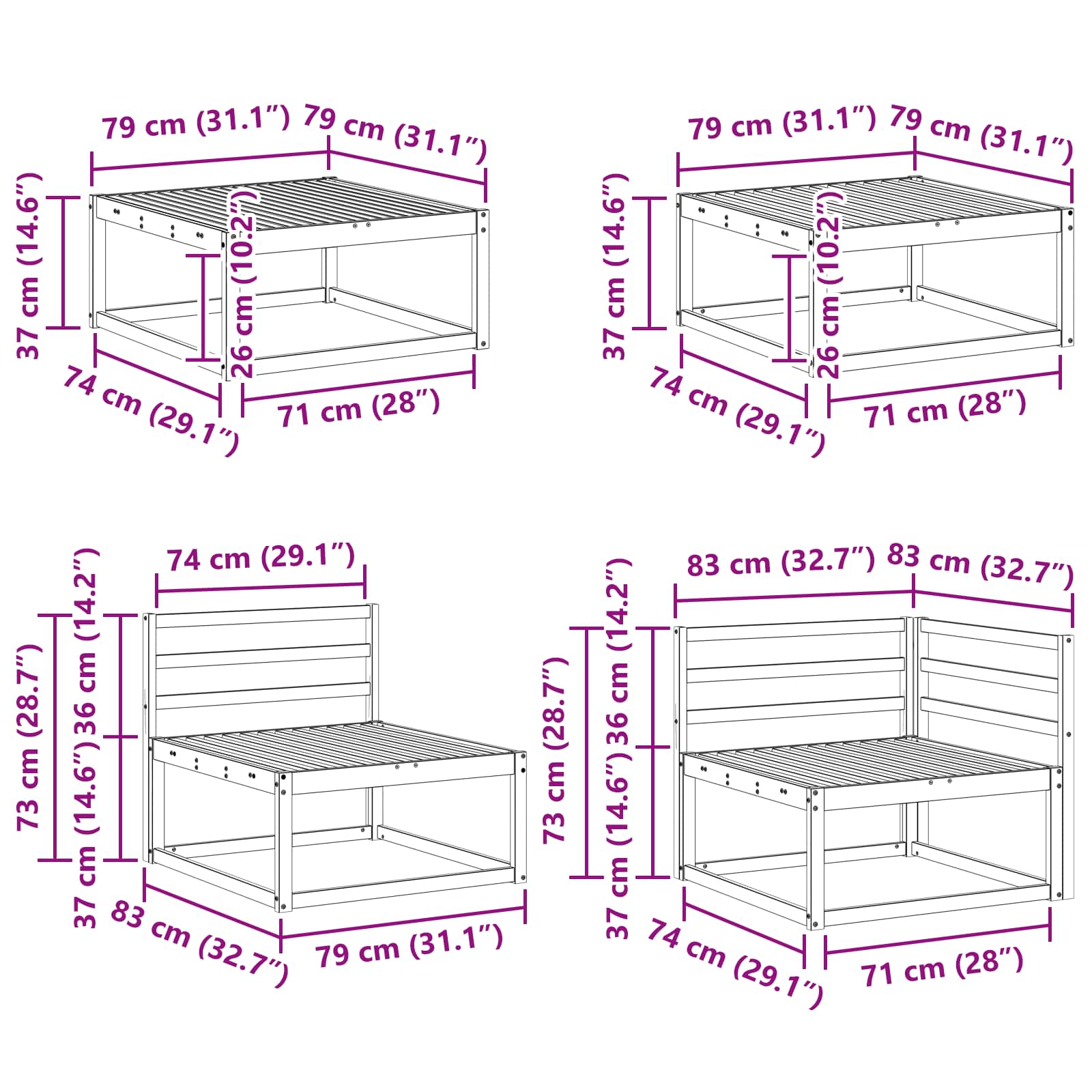 Outdoor-Sofagarnitur 8 pcs Weiß Massivholz Akazie