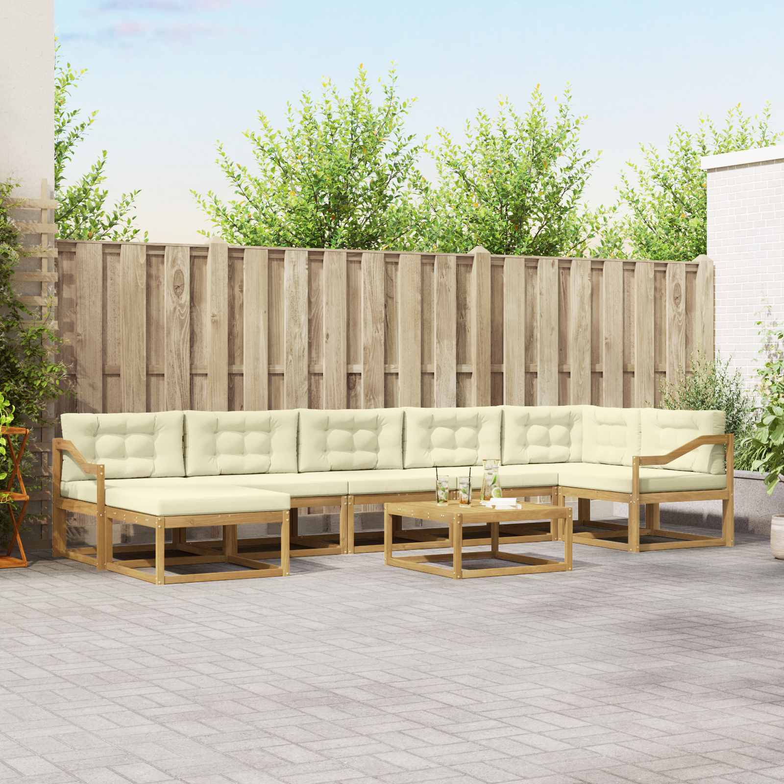Outdoor-Sofagarnitur 8 pcs Weiß und Creme