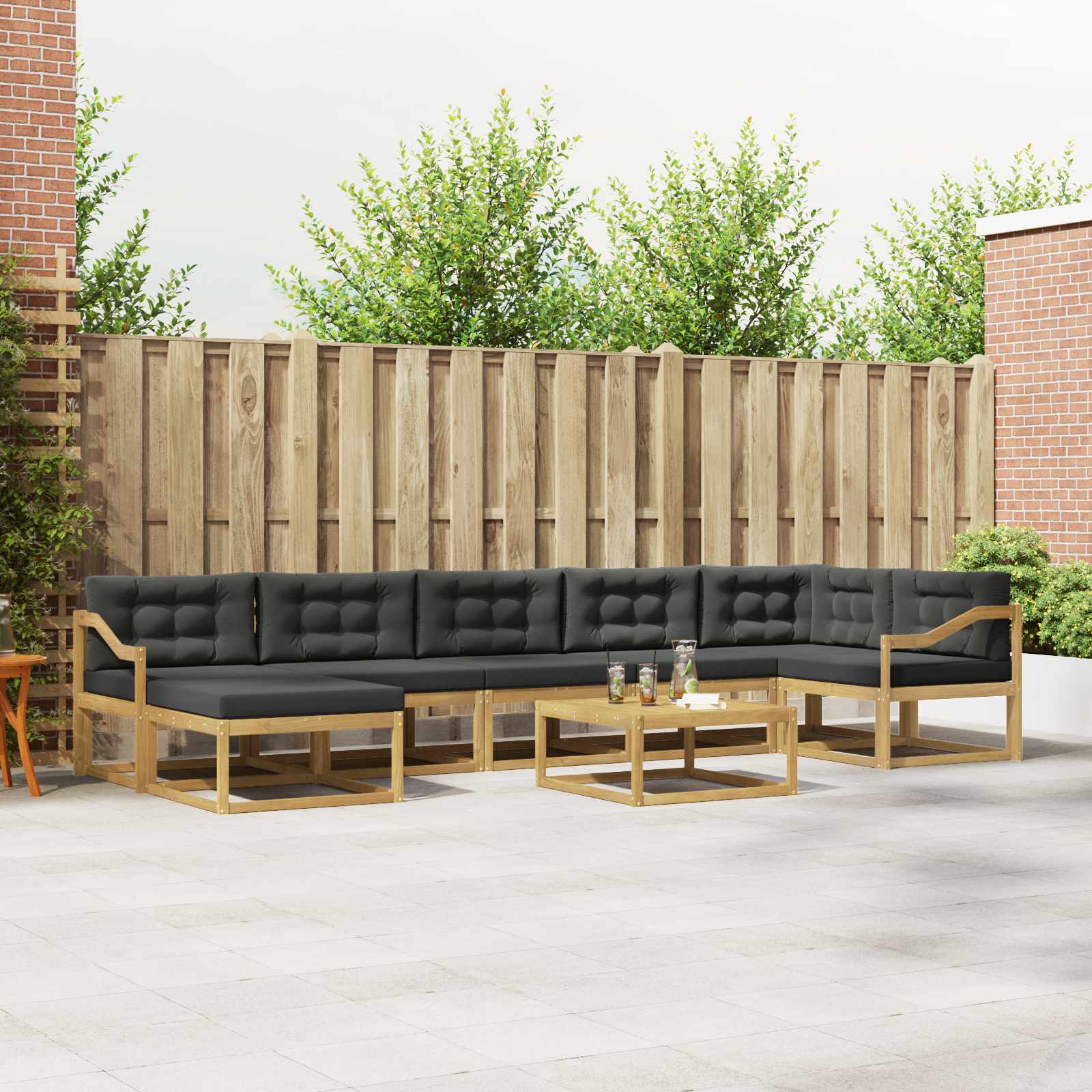 Outdoor-Sofagarnitur 8 pcs Weiß und Anthrazit