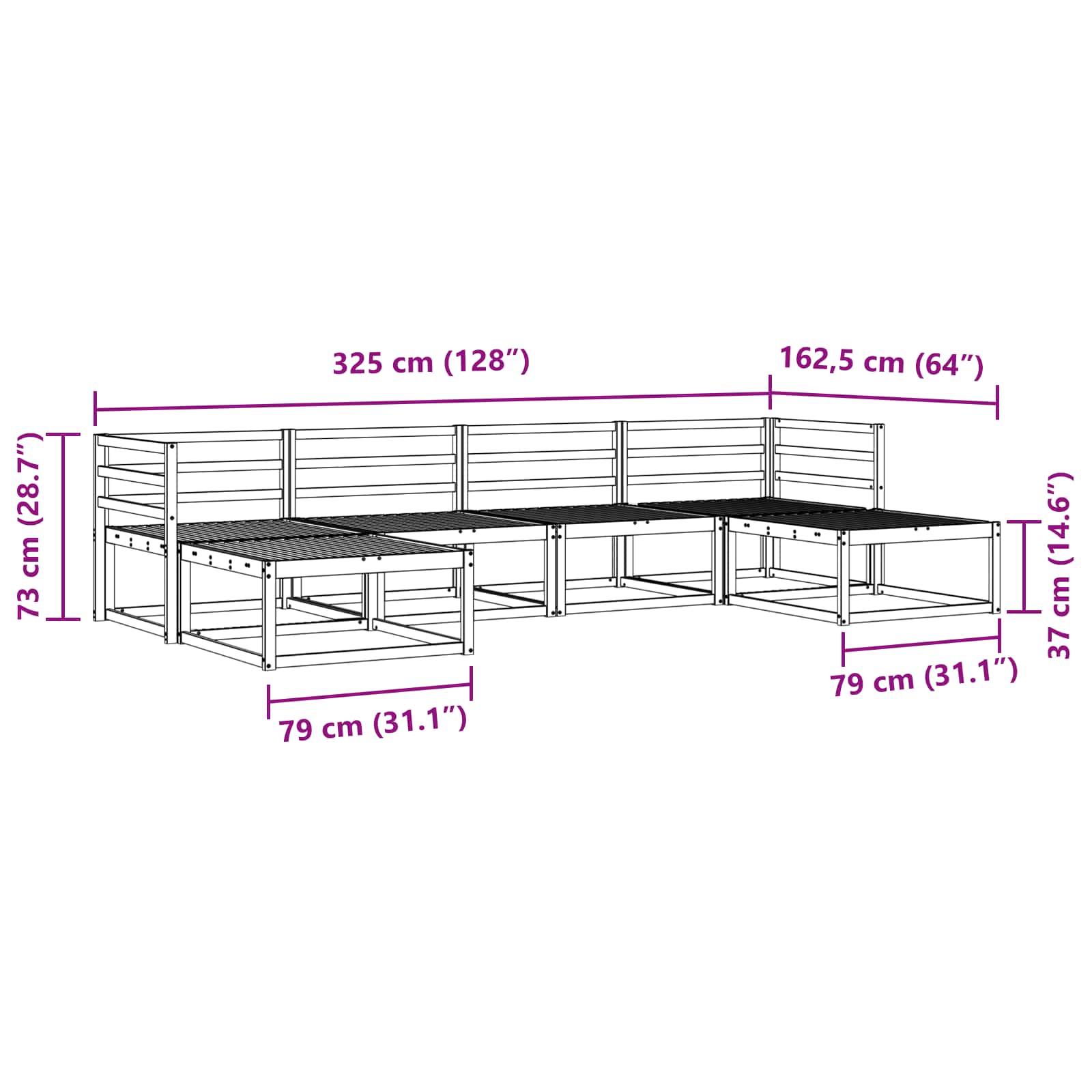 Outdoor-Sofagarnitur 6 pcs Weiß Massivholz Akazie