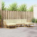 Outdoor-Sofagarnitur mit Kissen 6 pcs Weiß und Creme
