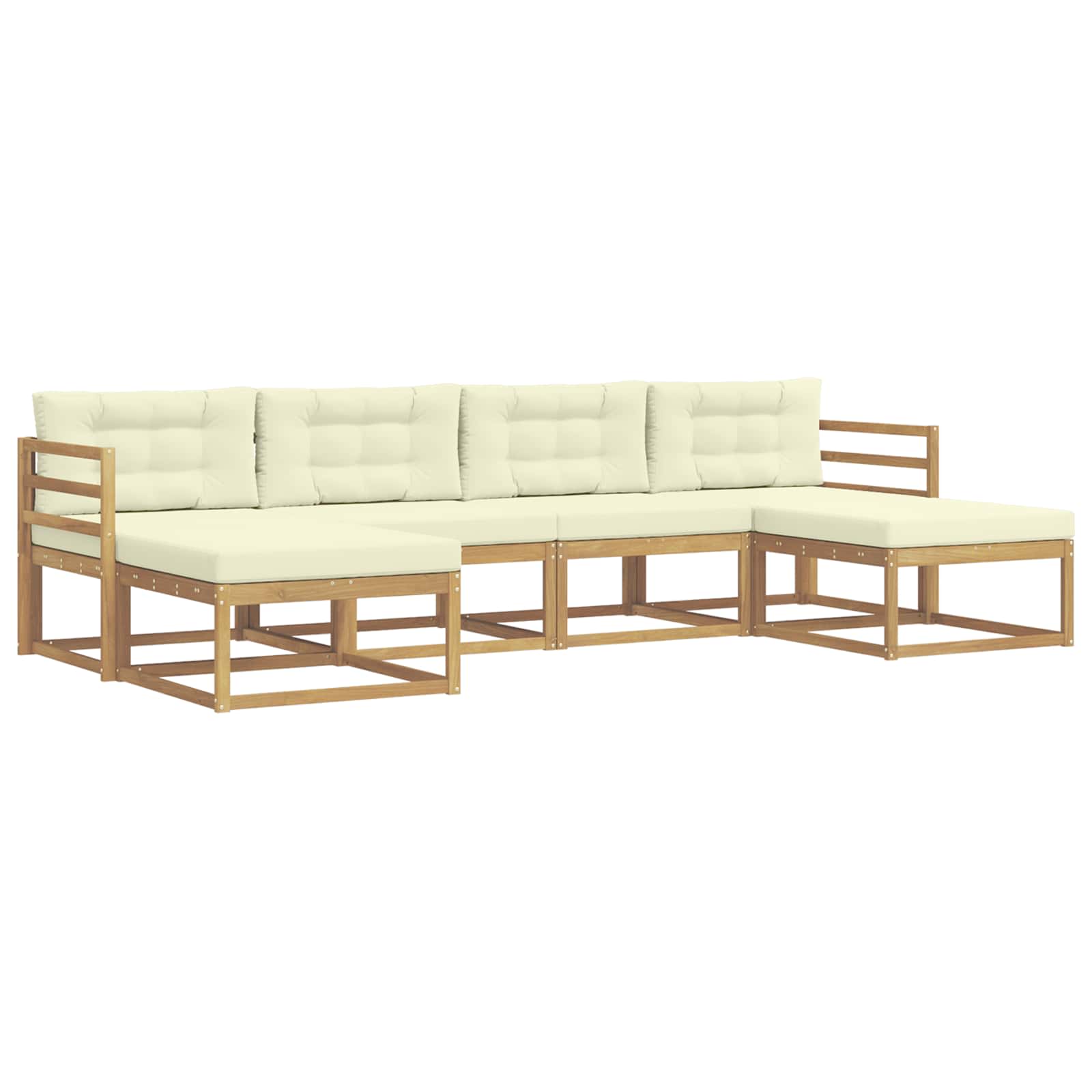 Outdoor-Sofagarnitur mit Kissen 6 pcs Weiß und Creme