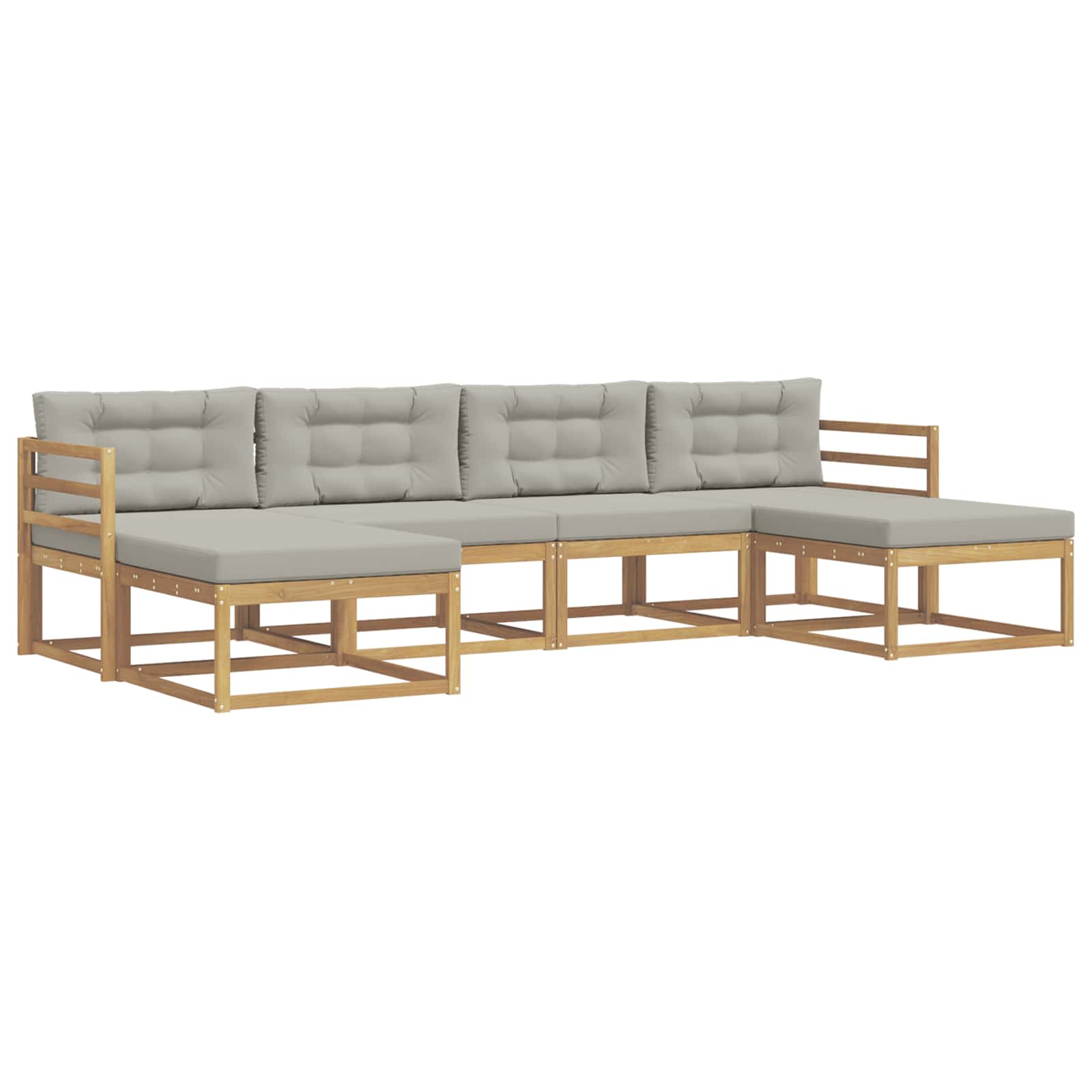 Outdoor-Sofagarnitur mit Kissen 6 pcs Weiß und Hellgrau