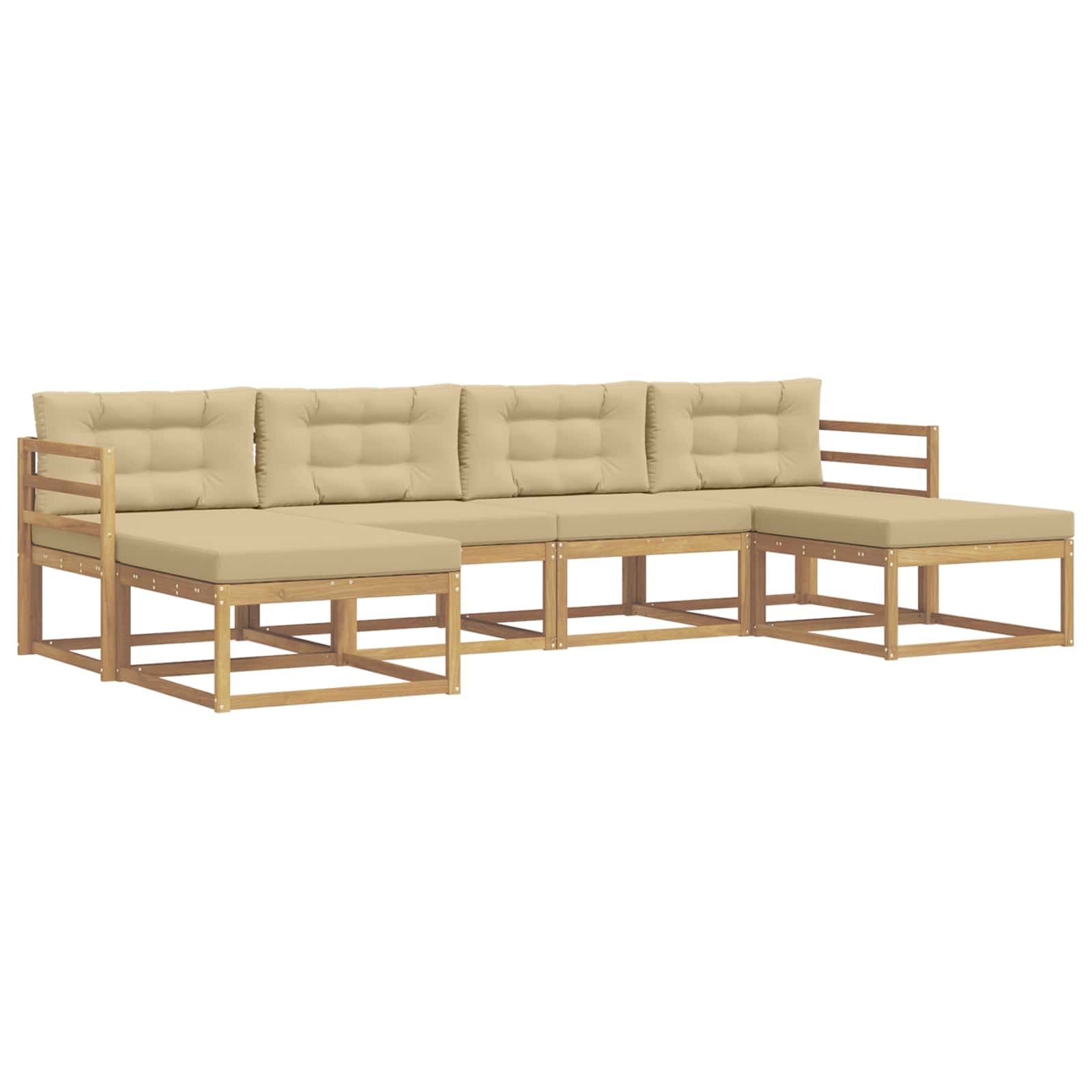 Outdoor-Sofagarnitur mit Kissen 6 pcs Weiß und Beige