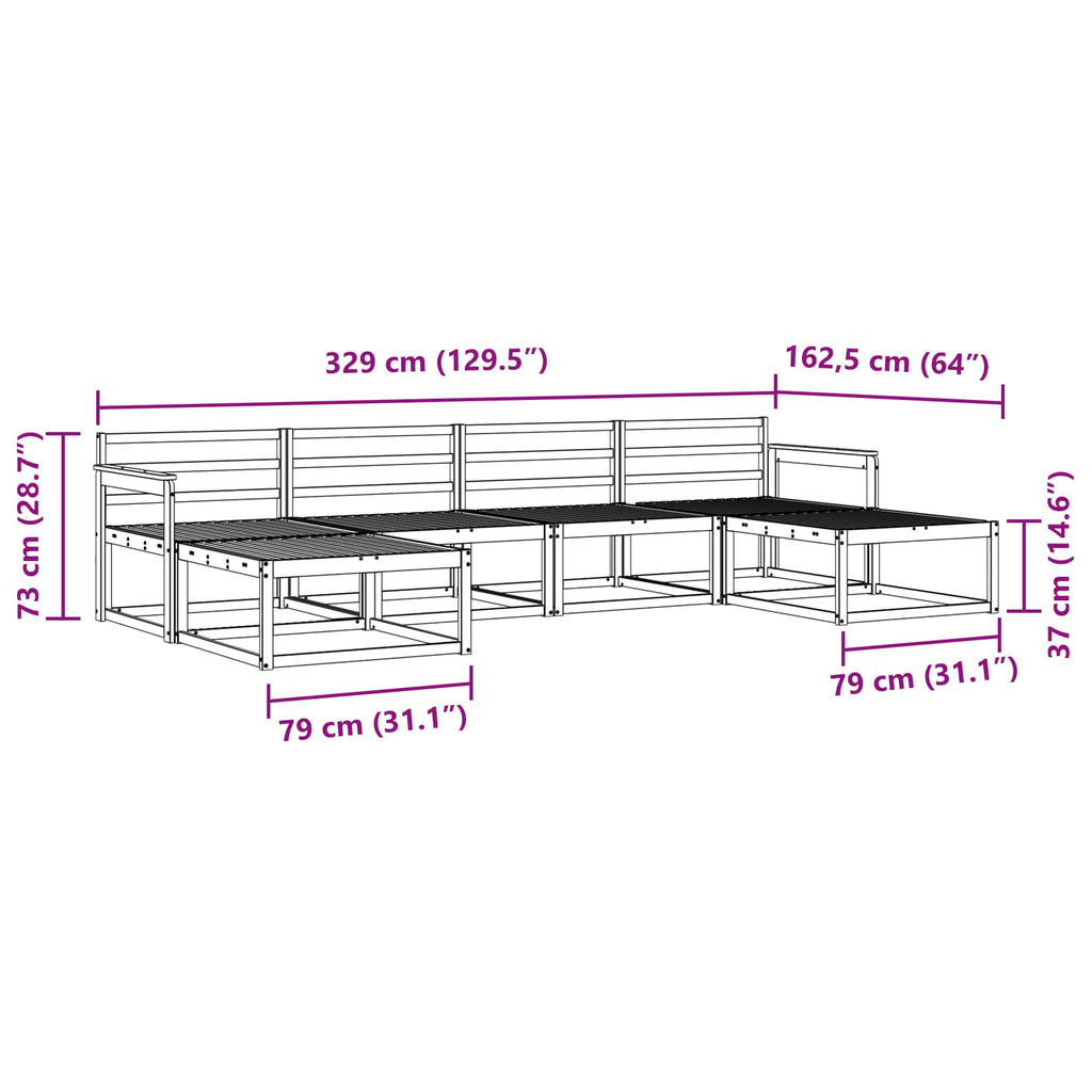 Outdoor-Sofagarnitur 6 pcs Weiß Massivholz Akazie