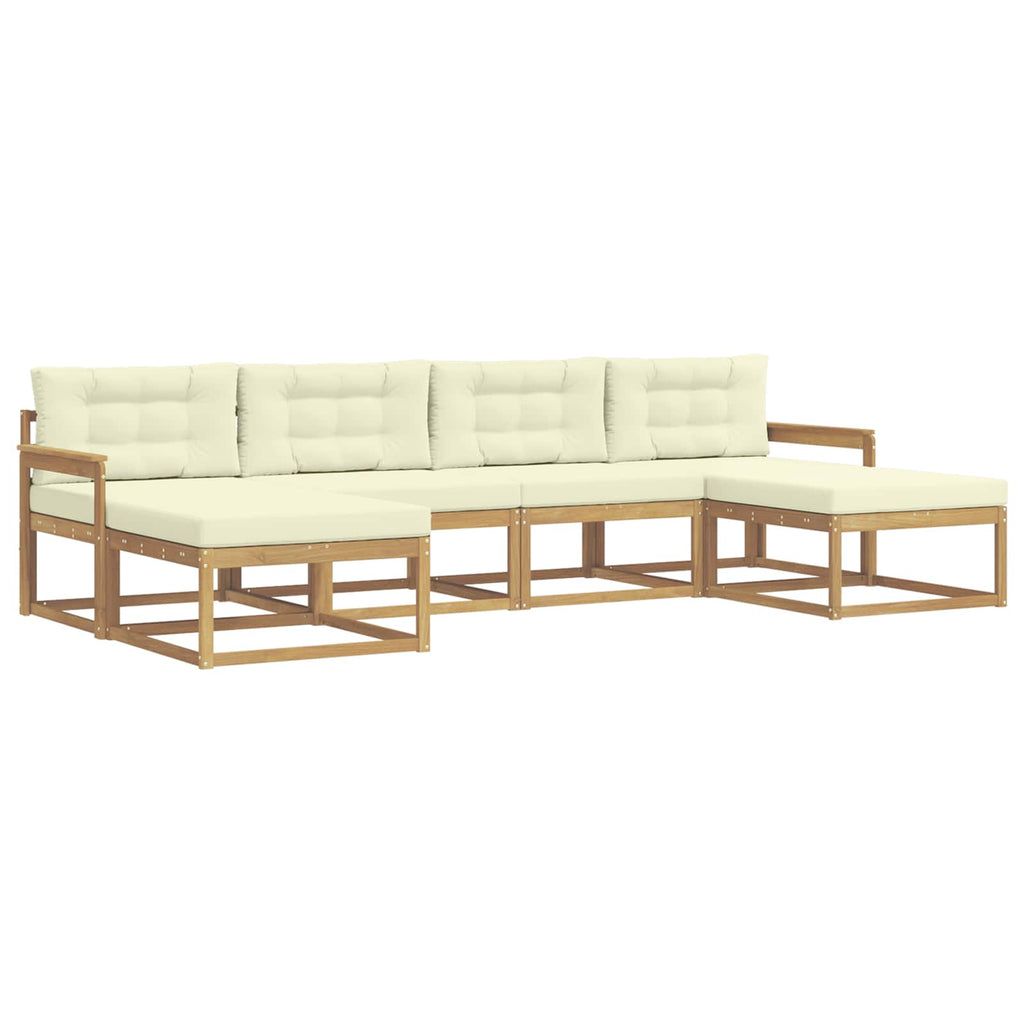 Outdoor-Sofagarnitur mit Kissen 6 pcs Weiß und Creme