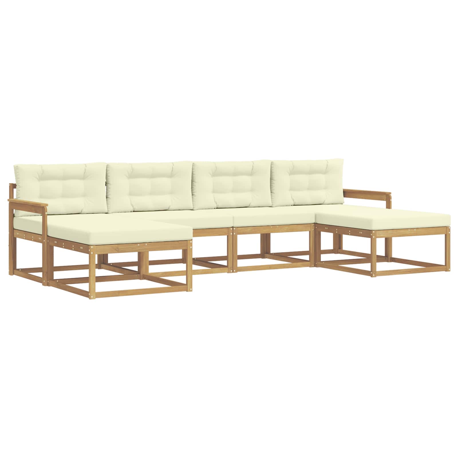 Outdoor-Sofagarnitur mit Kissen 6 pcs Weiß und Creme