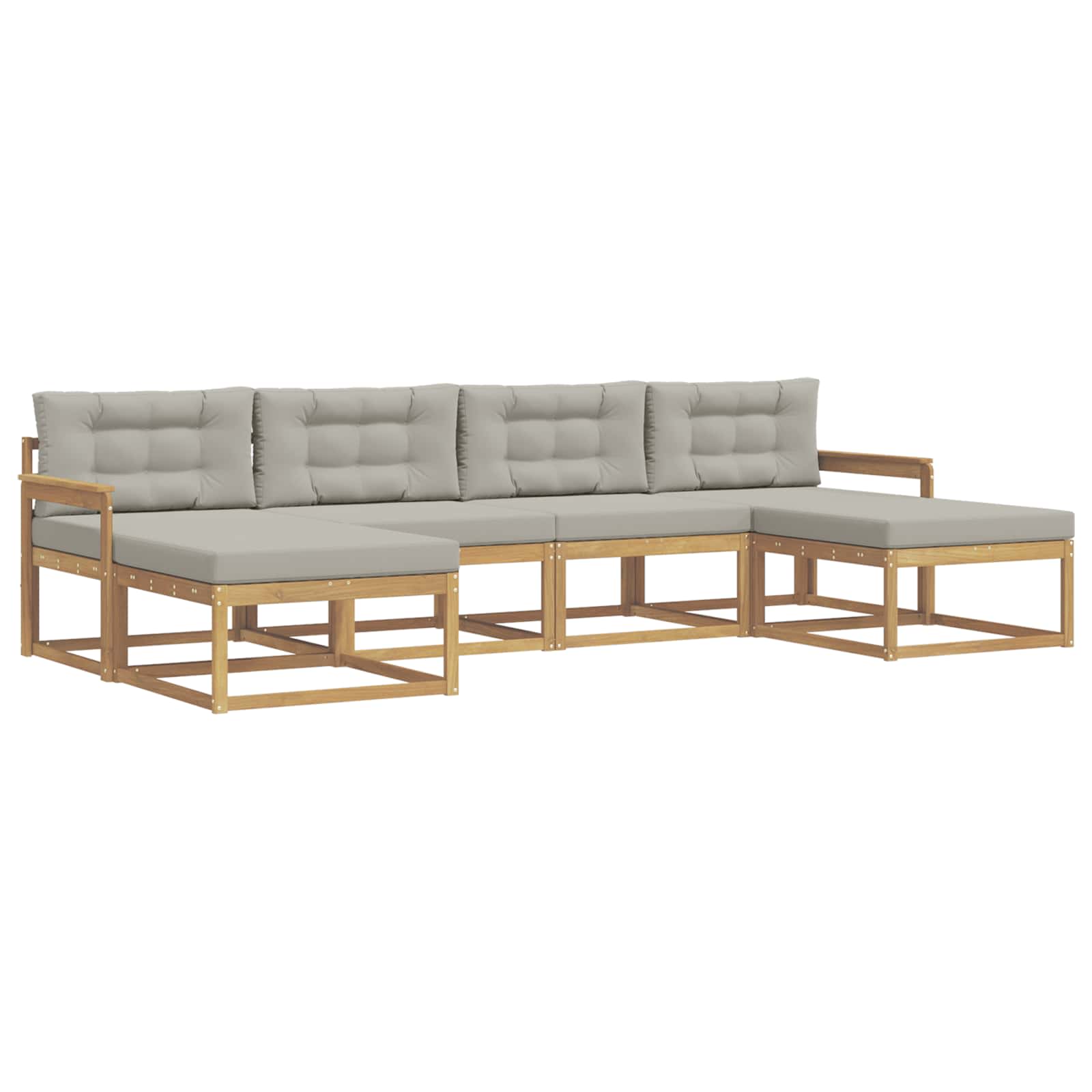 Outdoor-Sofagarnitur mit Kissen 6 pcs Weiß und Hellgrau