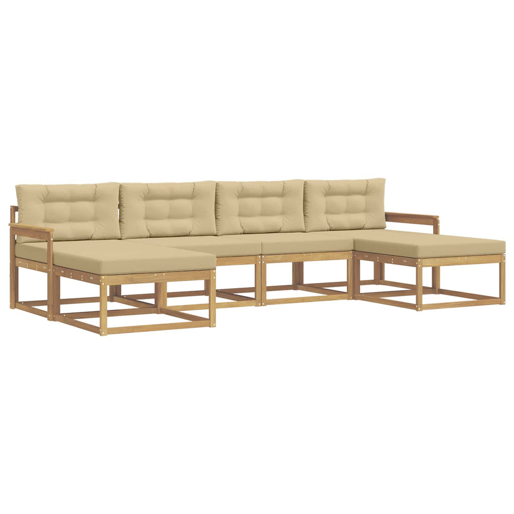 Outdoor-Sofagarnitur mit Kissen 6 pcs Weiß und Beige