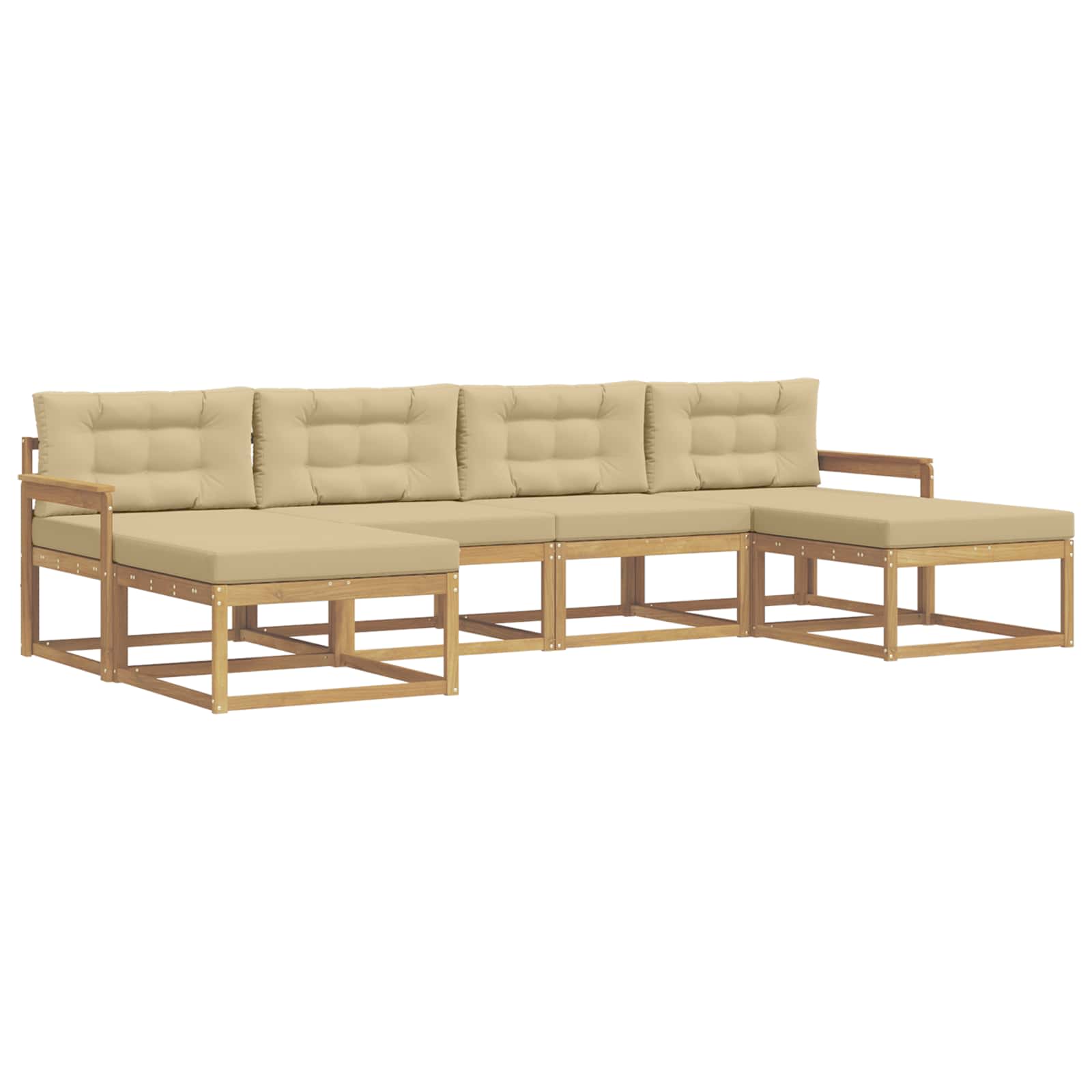 Outdoor-Sofagarnitur mit Kissen 6 pcs Weiß und Beige