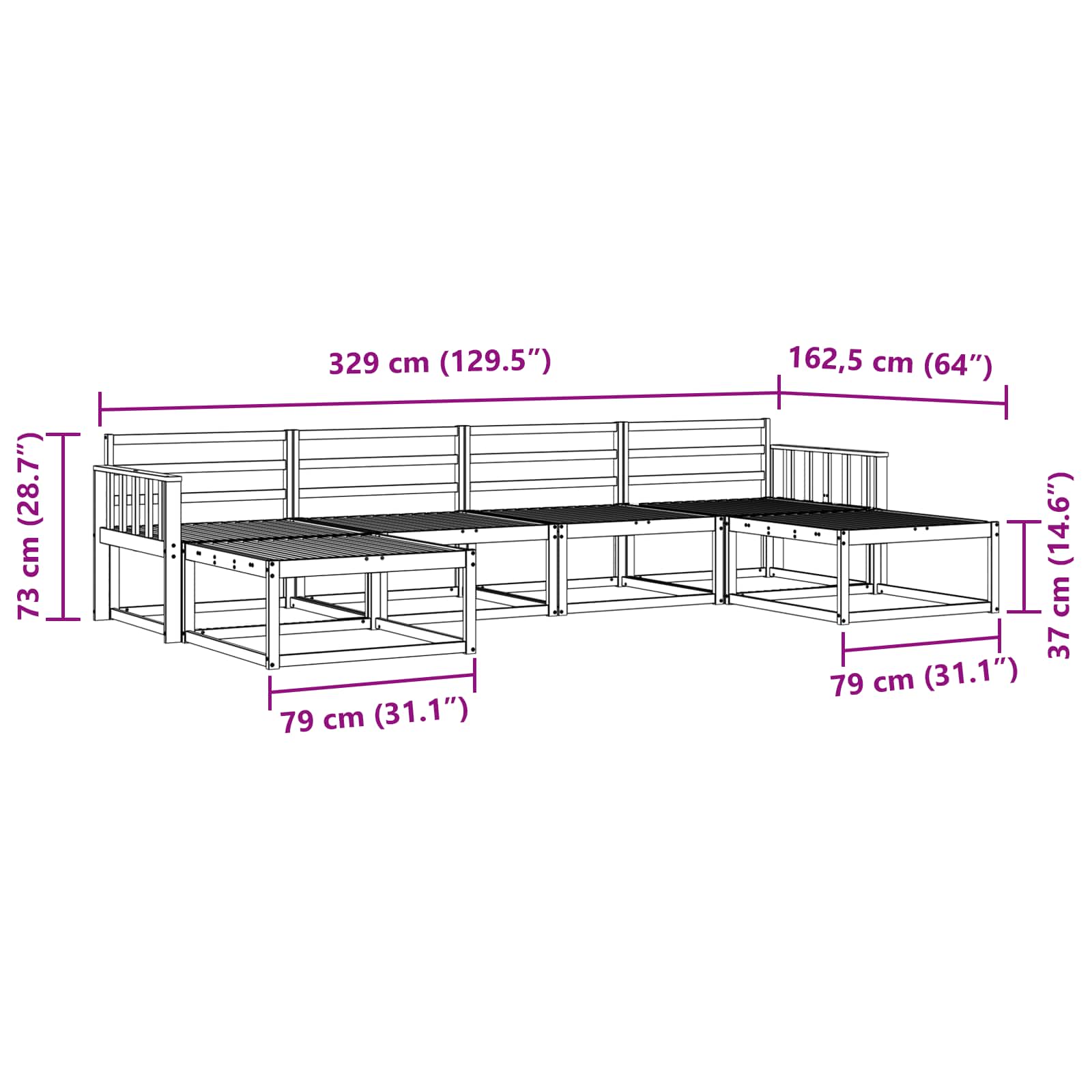 Outdoor-Sofagarnitur 6 pcs Weiß Massivholz Akazie