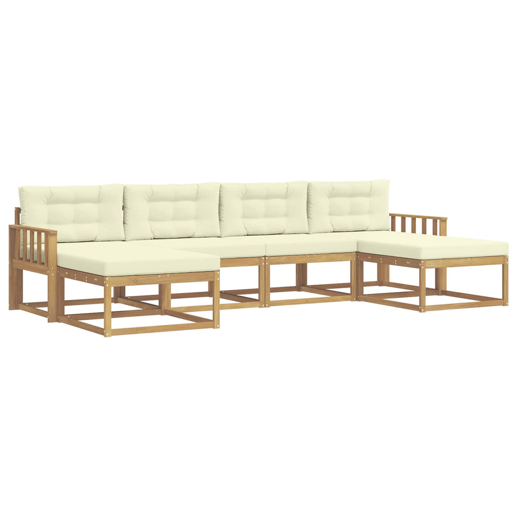 Outdoor-Sofagarnitur mit Kissen 6 pcs Weiß und Creme