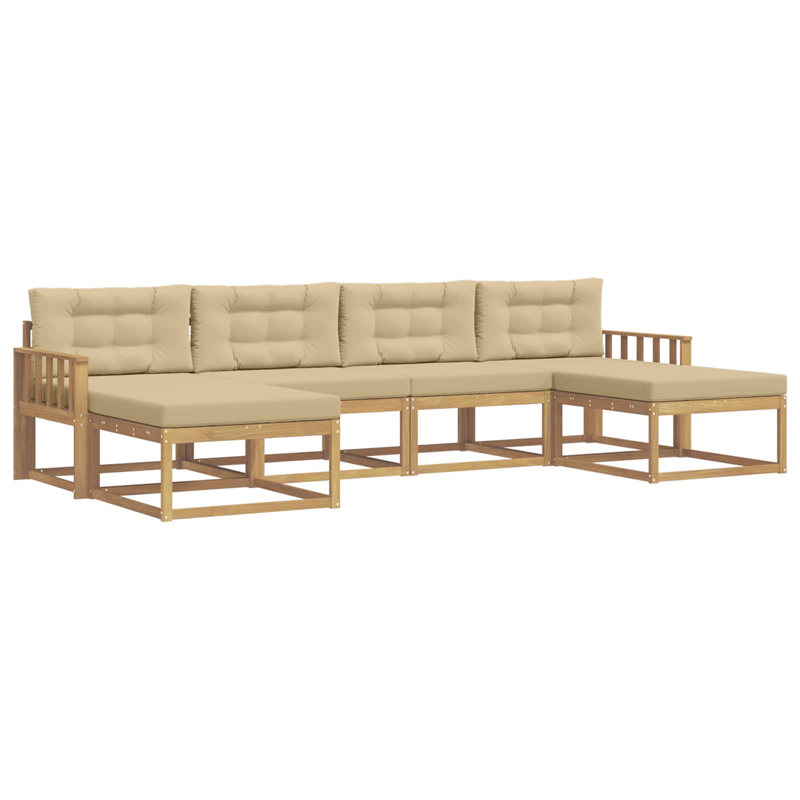 Outdoor-Sofagarnitur mit Kissen 6 pcs Weiß und Beige