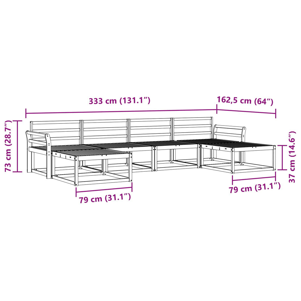 Outdoor-Sofagarnitur 6 pcs Weiß Massivholz Akazie