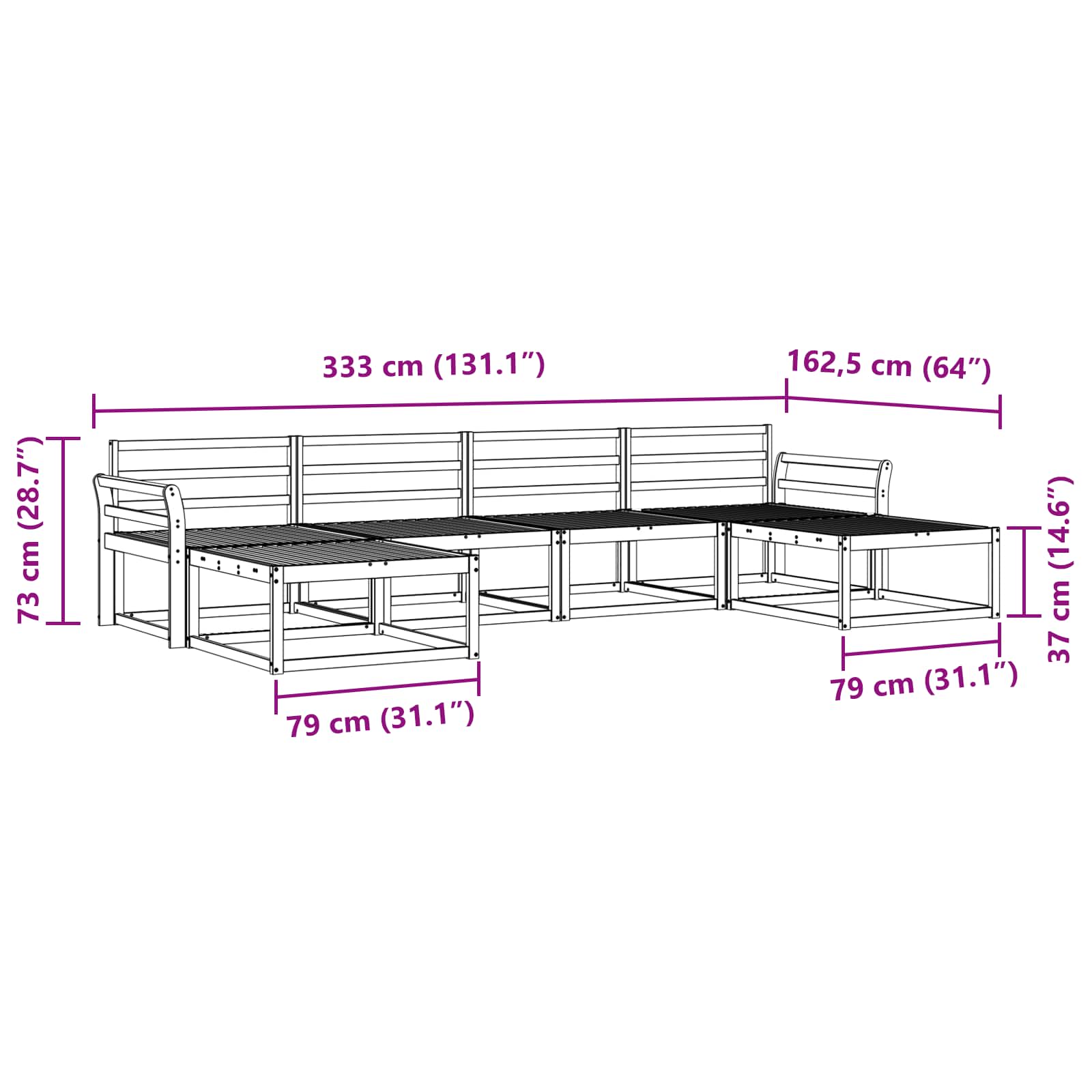 Outdoor-Sofagarnitur 6 pcs Weiß Massivholz Akazie