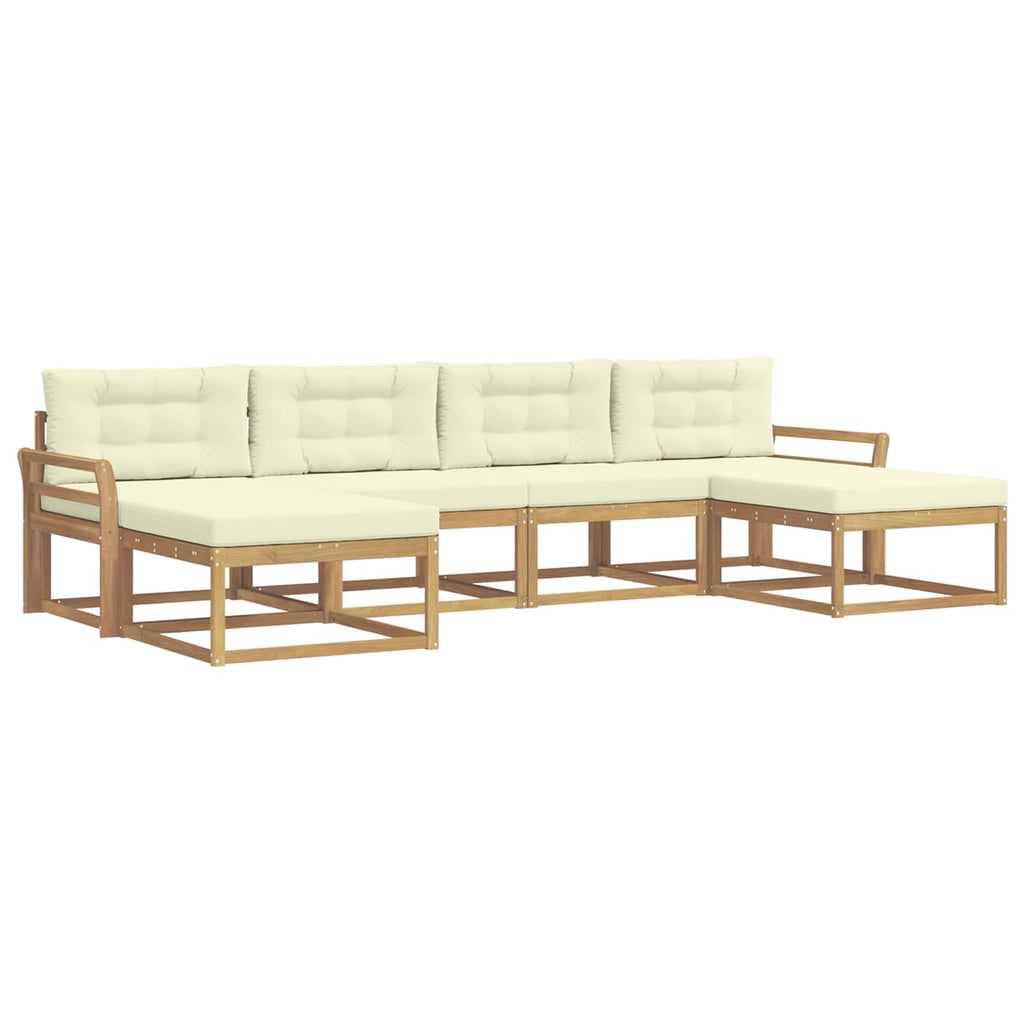 Outdoor-Sofagarnitur mit Kissen 6 pcs Weiß und Creme