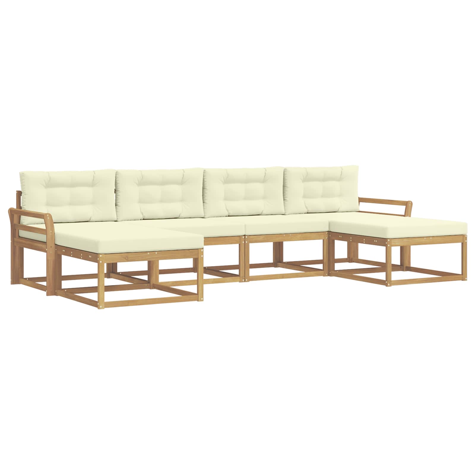 Outdoor-Sofagarnitur mit Kissen 6 pcs Weiß und Creme