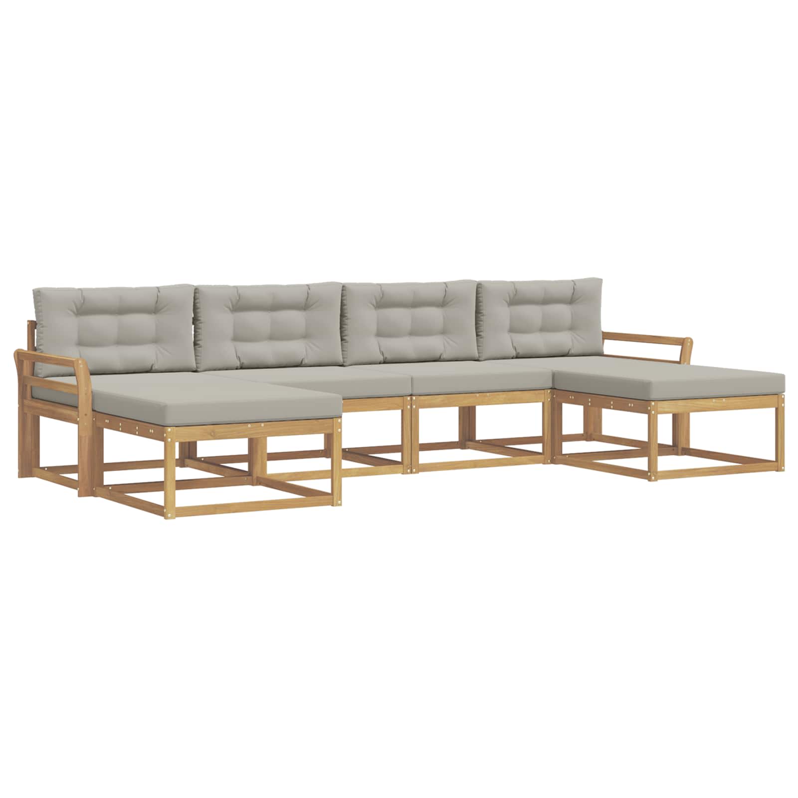 Outdoor-Sofagarnitur mit Kissen 6 pcs Weiß und Hellgrau