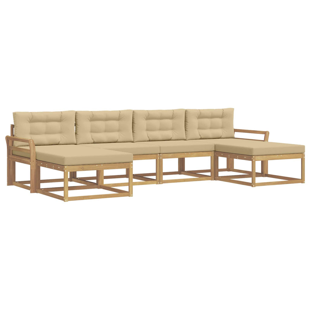 Outdoor-Sofagarnitur mit Kissen 6 pcs Weiß und Beige