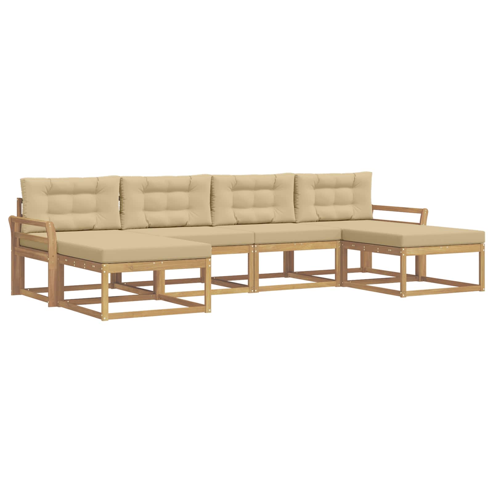 Outdoor-Sofagarnitur mit Kissen 6 pcs Weiß und Beige