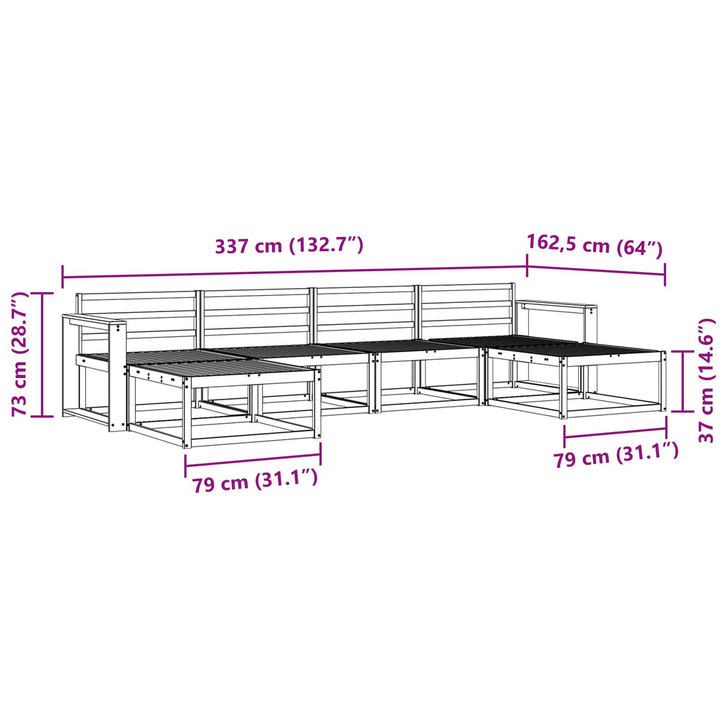 Outdoor-Sofagarnitur 6 pcs Weiß Massivholz Akazie