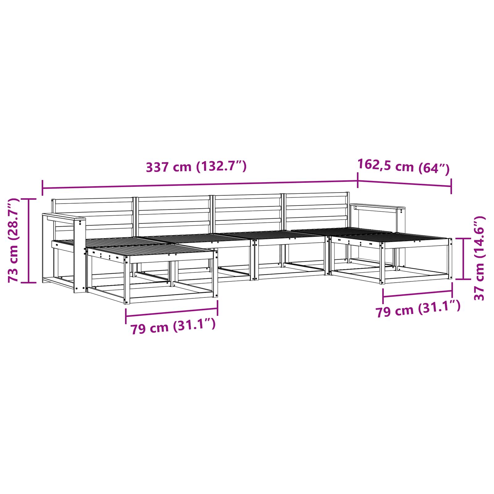 Outdoor-Sofagarnitur 6 pcs Weiß Massivholz Akazie