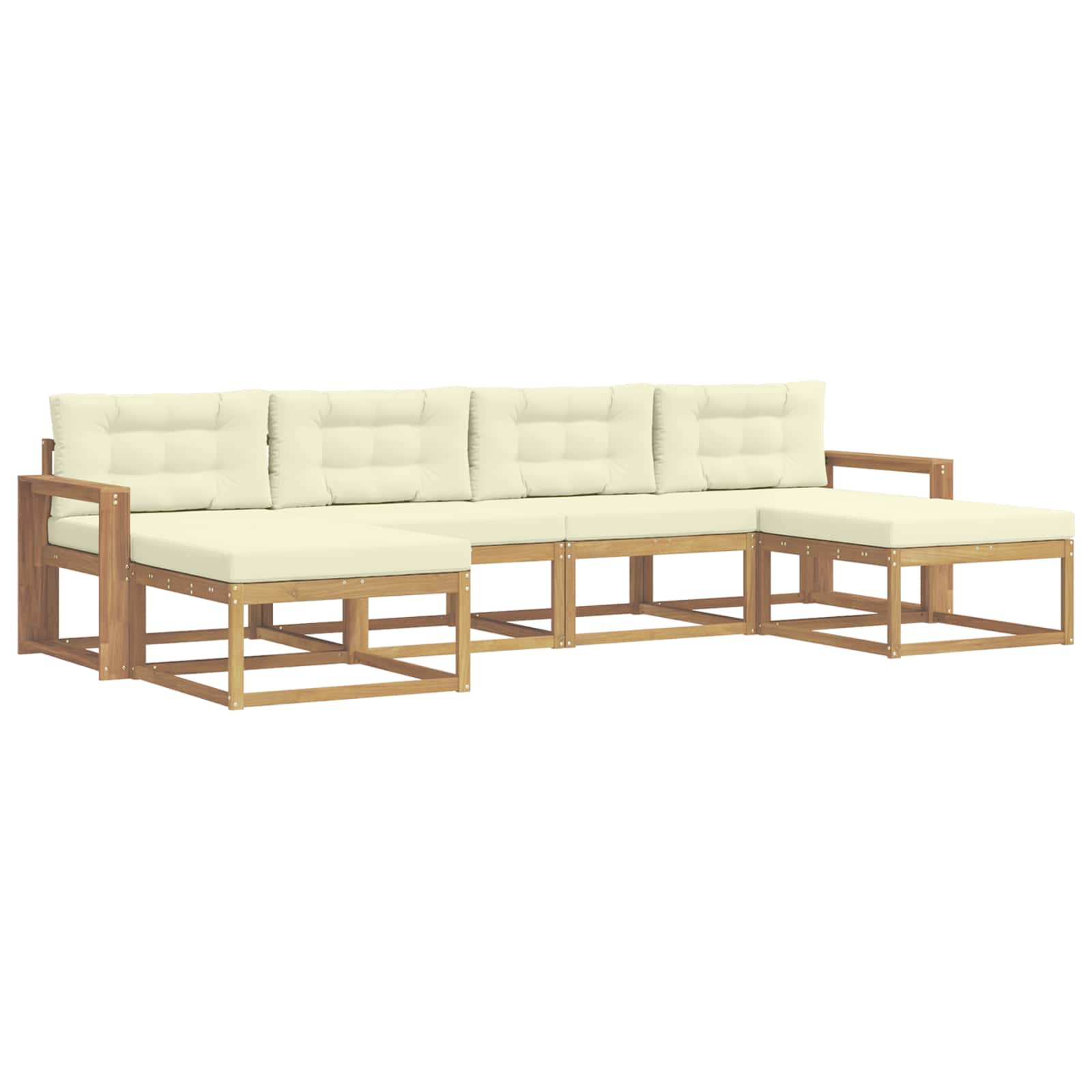 Outdoor-Sofagarnitur mit Kissen 6 pcs Weiß und Creme