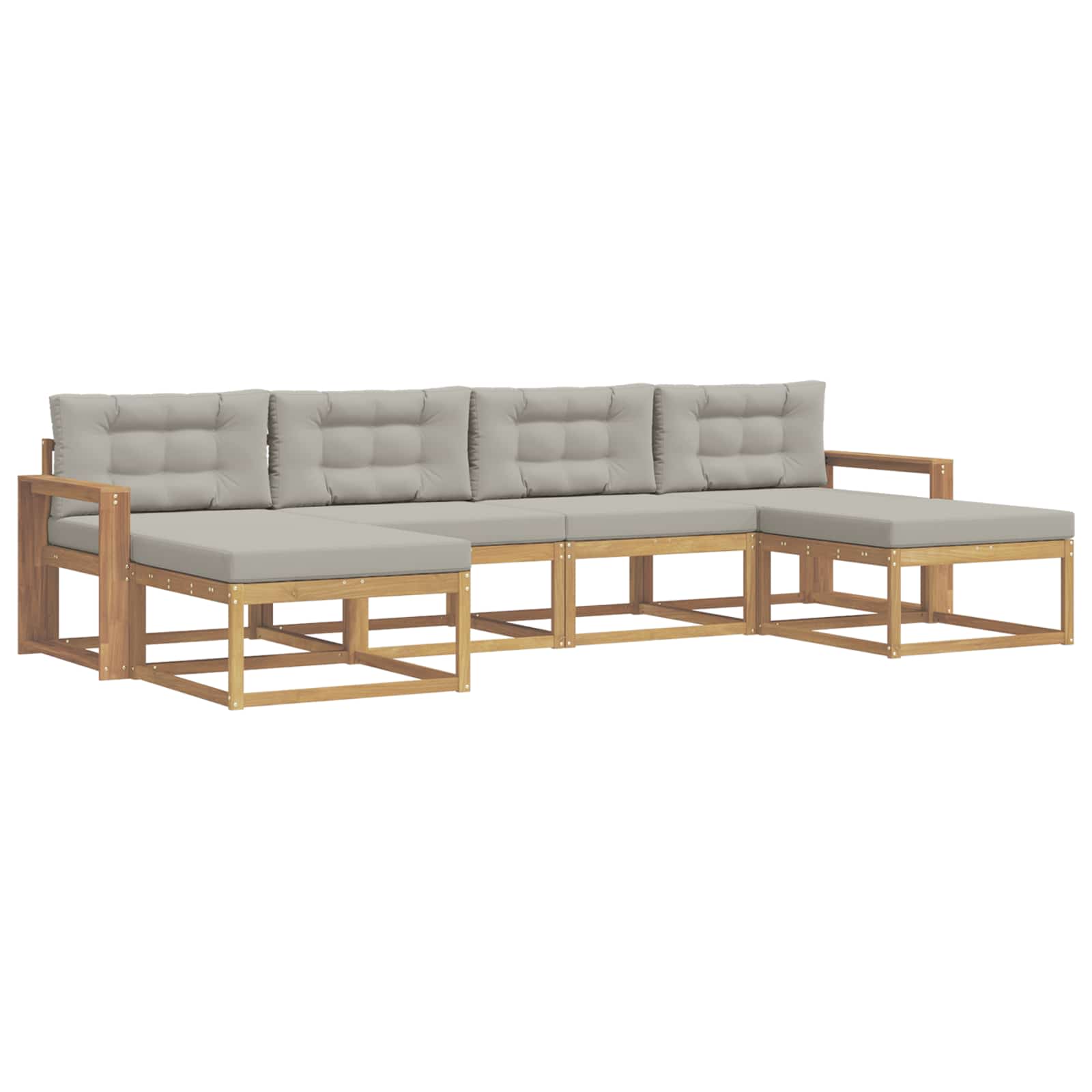Outdoor-Sofagarnitur mit Kissen 6 pcs Weiß und Hellgrau