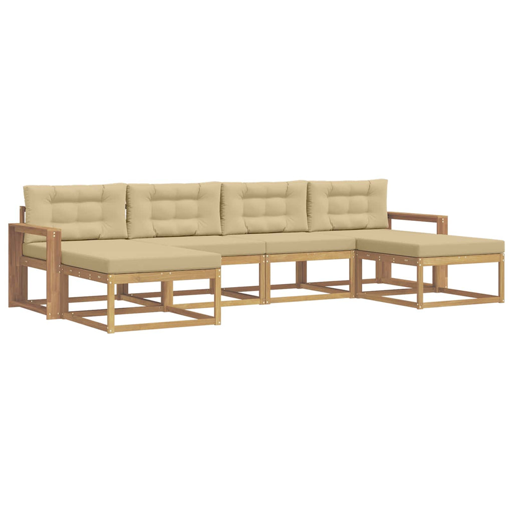 Outdoor-Sofagarnitur mit Kissen 6 pcs Weiß und Beige