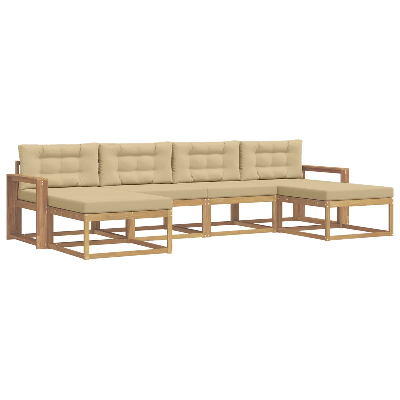 Outdoor-Sofagarnitur mit Kissen 6 pcs Weiß und Beige
