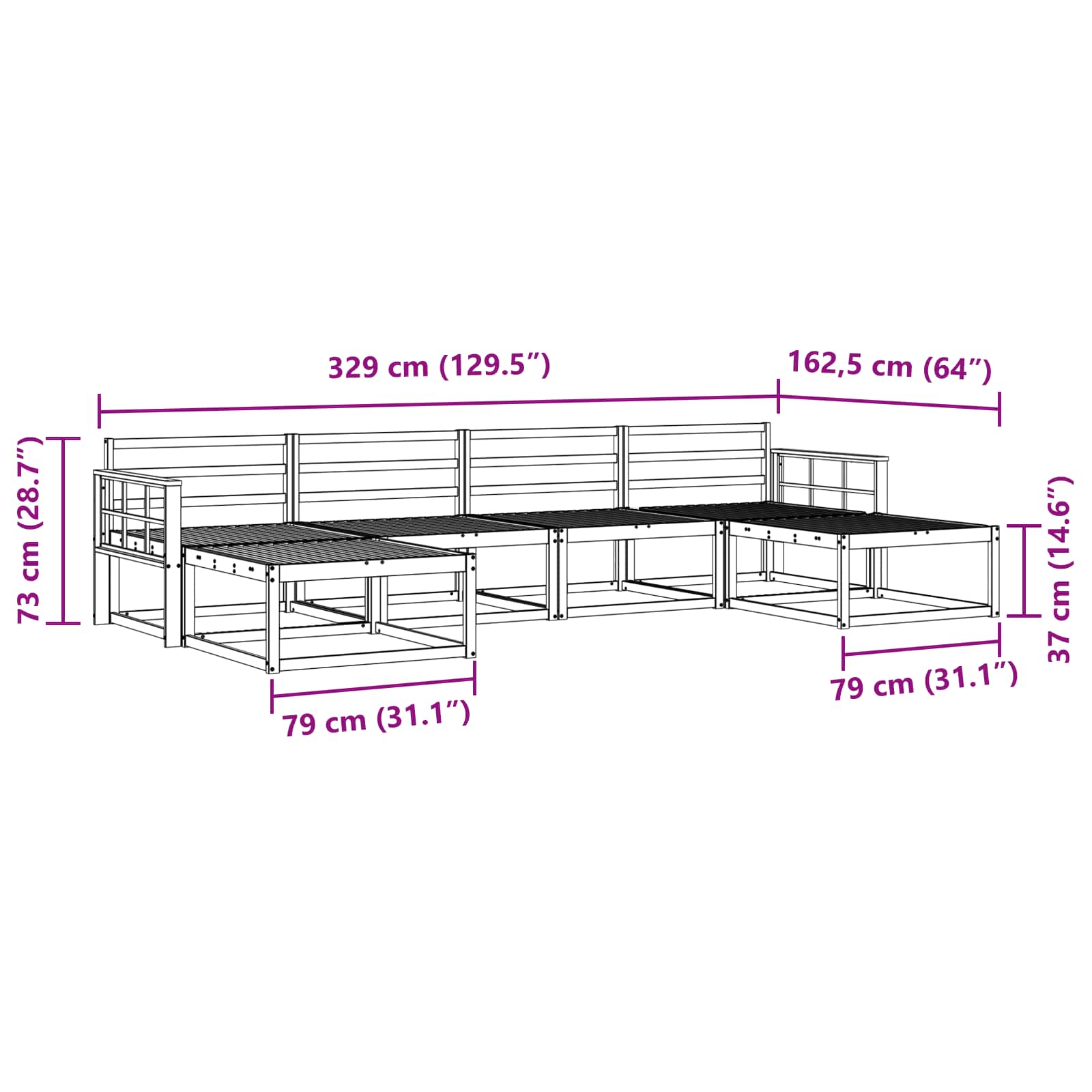 Outdoor-Sofagarnitur 6 pcs Weiß Massivholz Akazie