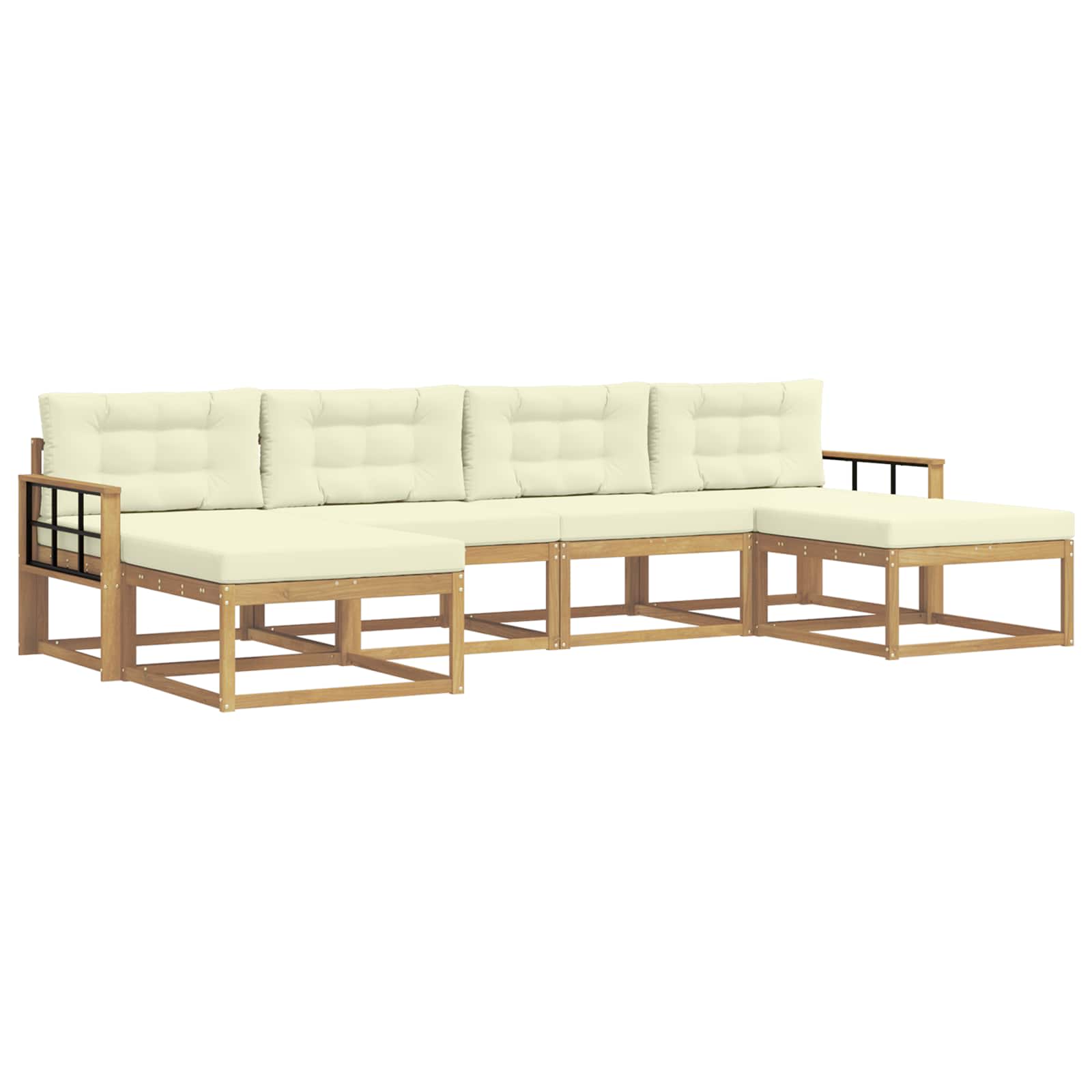 Outdoor-Sofagarnitur mit Kissen 6 pcs Weiß und Creme