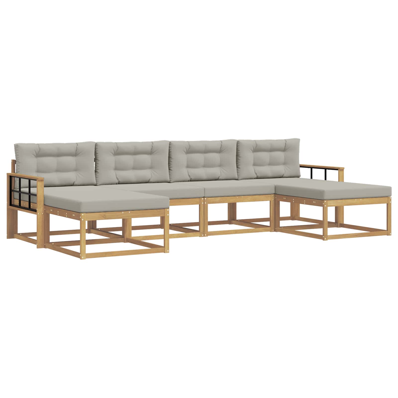 Outdoor-Sofagarnitur mit Kissen 6 pcs Weiß und Hellgrau