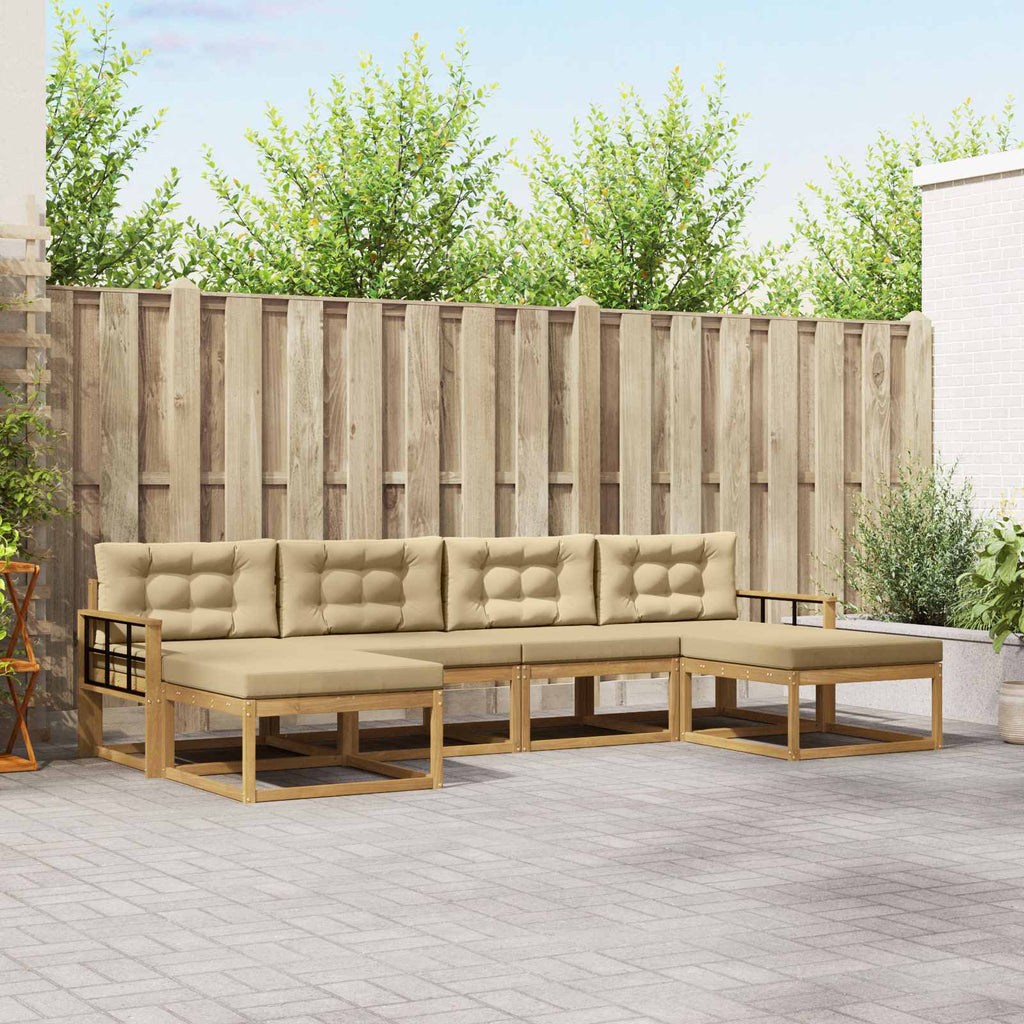 Outdoor-Sofagarnitur mit Kissen 6 pcs Weiß und Beige