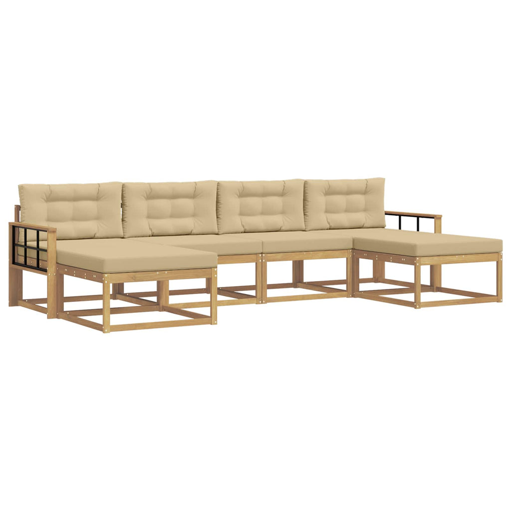 Outdoor-Sofagarnitur mit Kissen 6 pcs Weiß und Beige