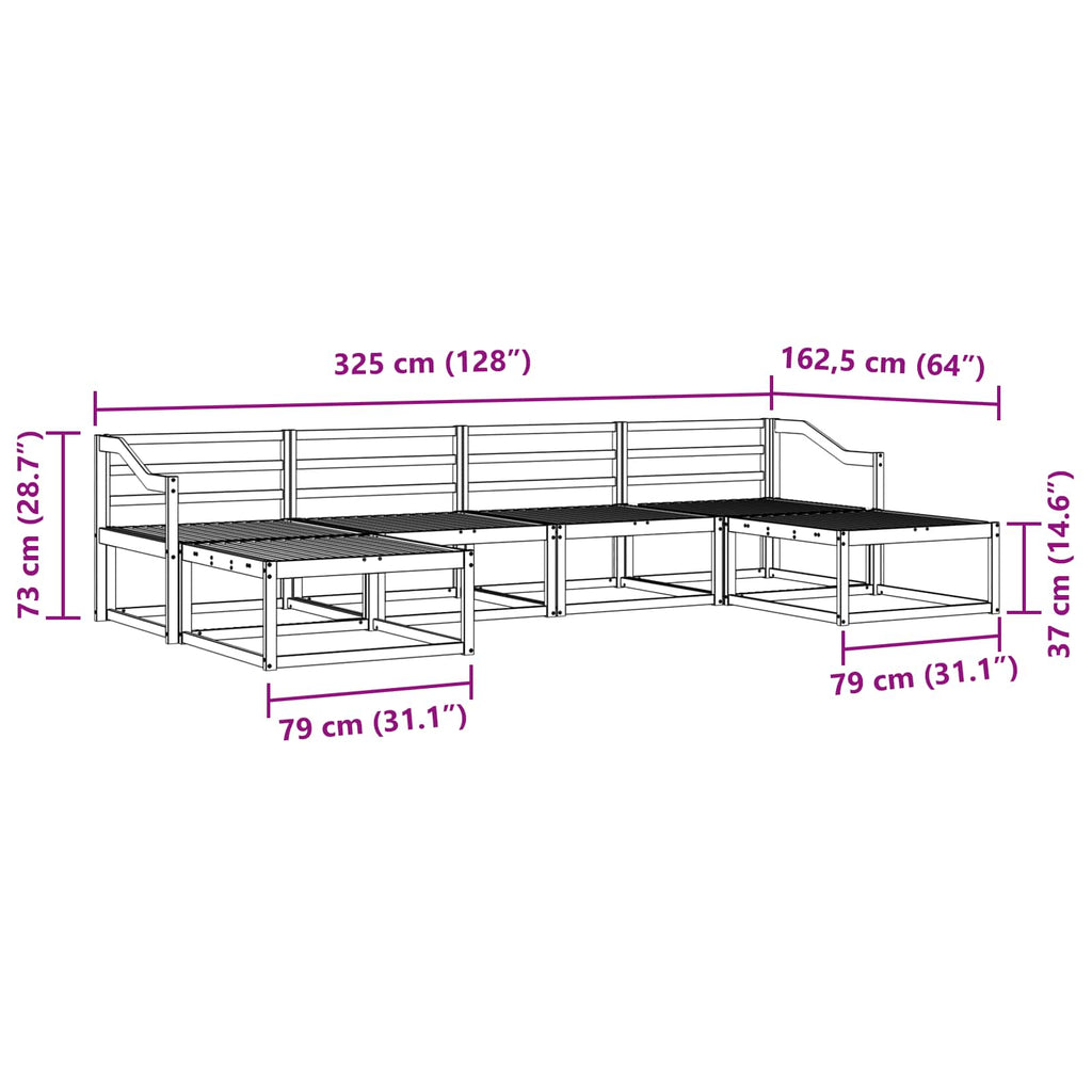 Outdoor-Sofagarnitur 6 pcs Weiß Massivholz Akazie