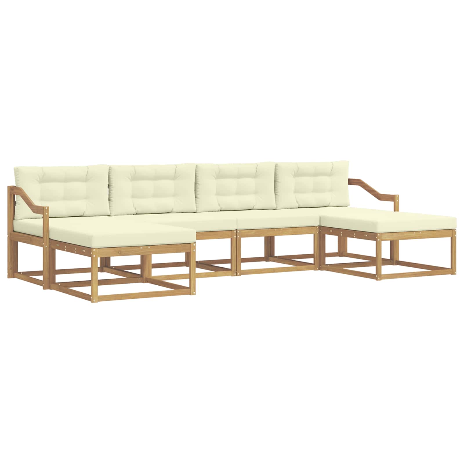 Outdoor-Sofagarnitur mit Kissen 6 pcs Weiß und Creme