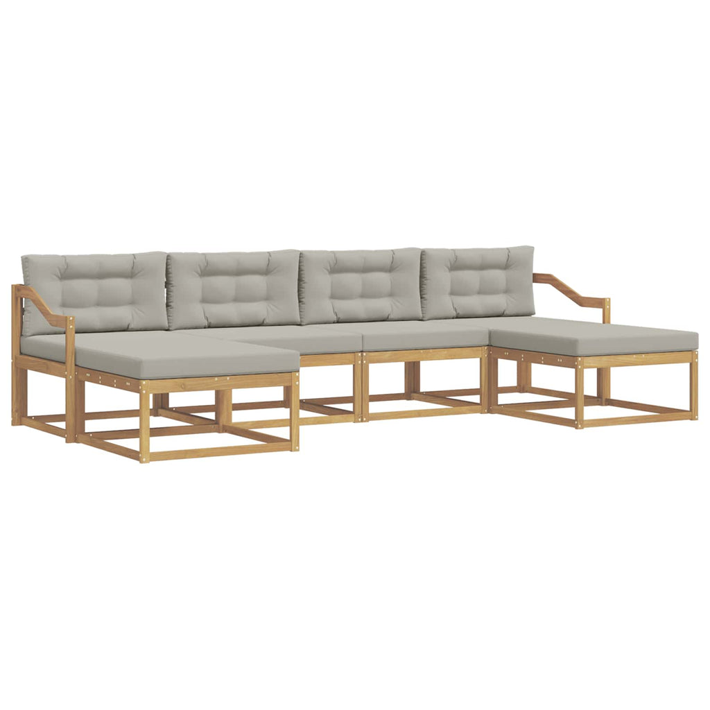 Outdoor-Sofagarnitur mit Kissen 6 pcs Weiß und Hellgrau