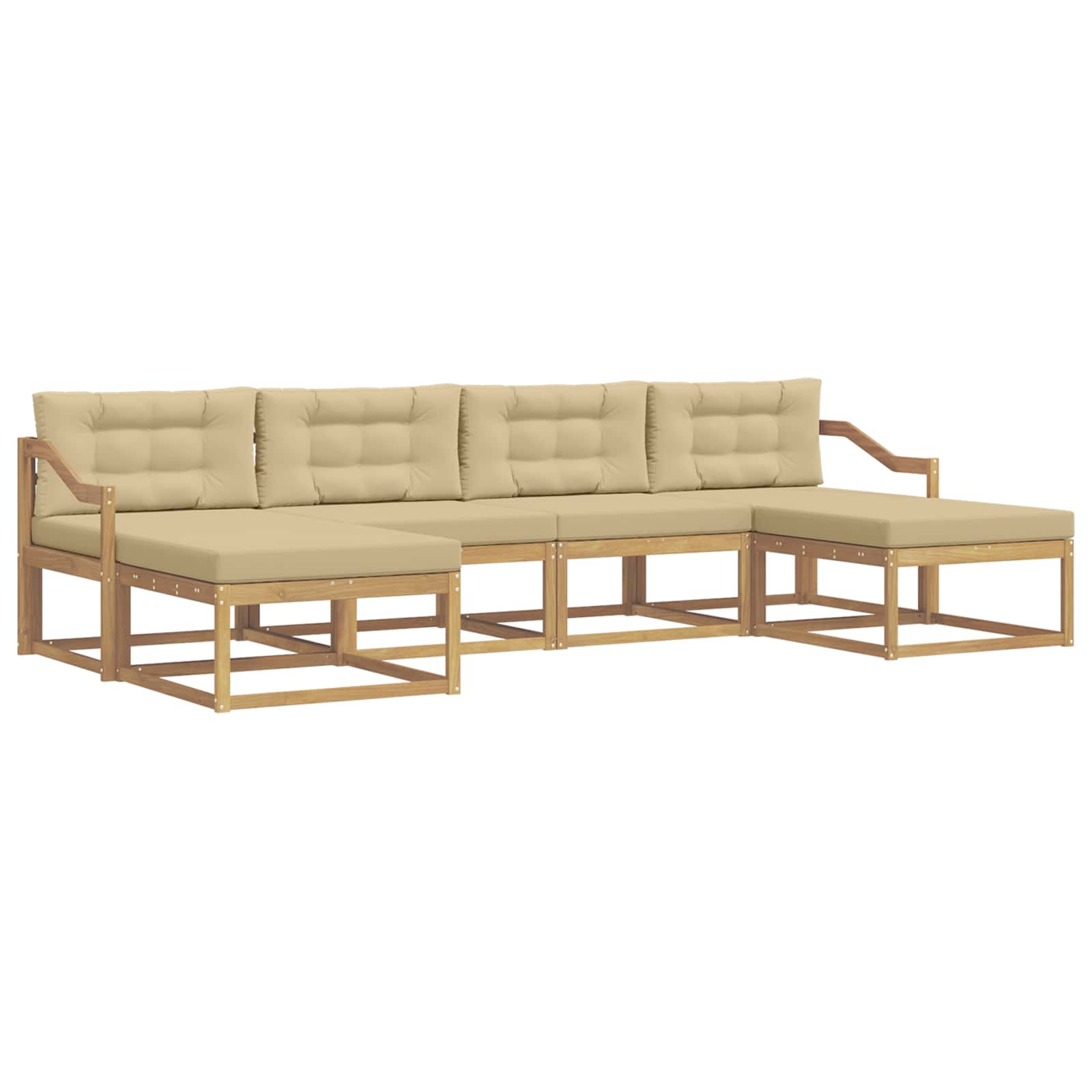 Outdoor-Sofagarnitur mit Kissen 6 pcs Weiß und Beige