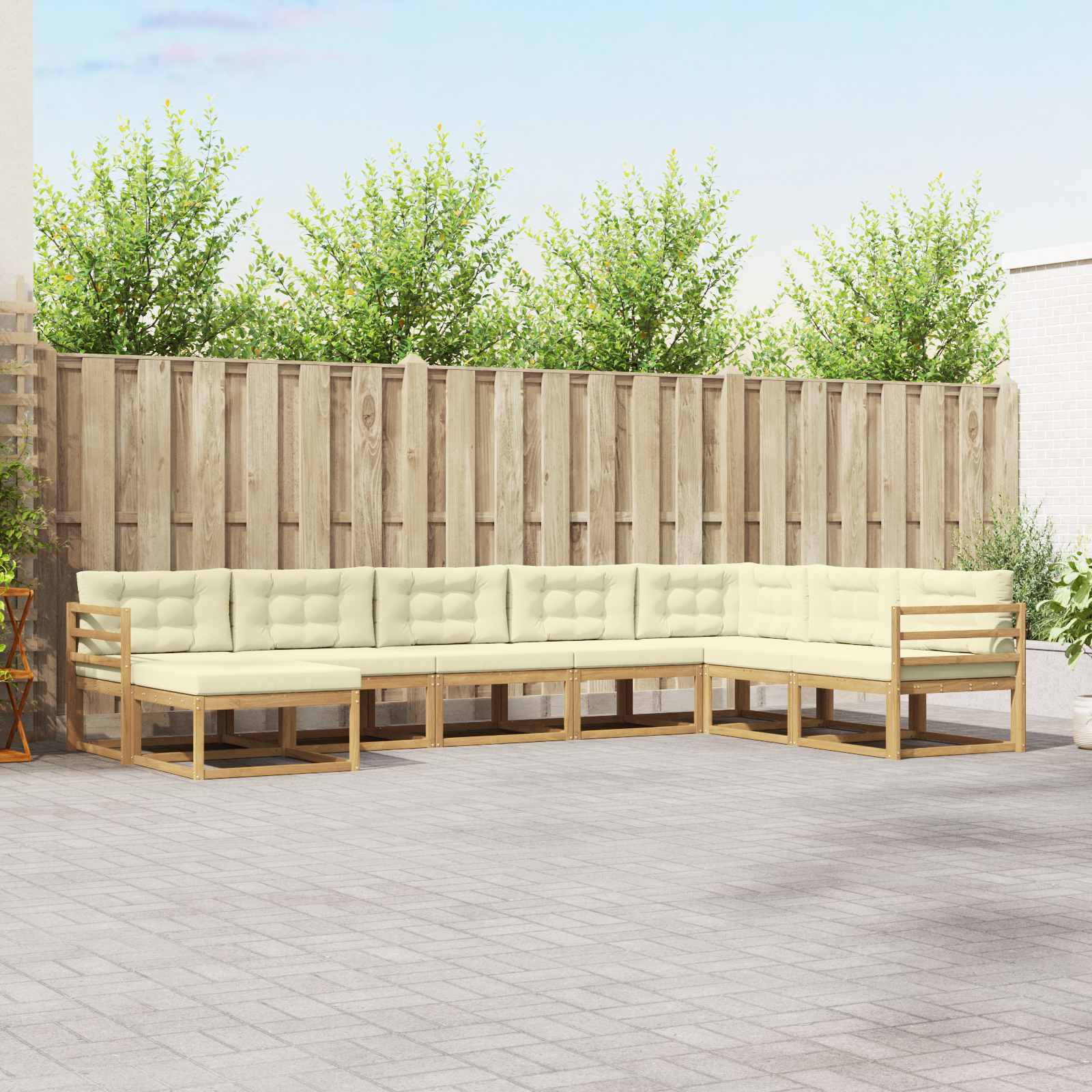Outdoor-Sofagarnitur 8 pcs Weiß und Creme