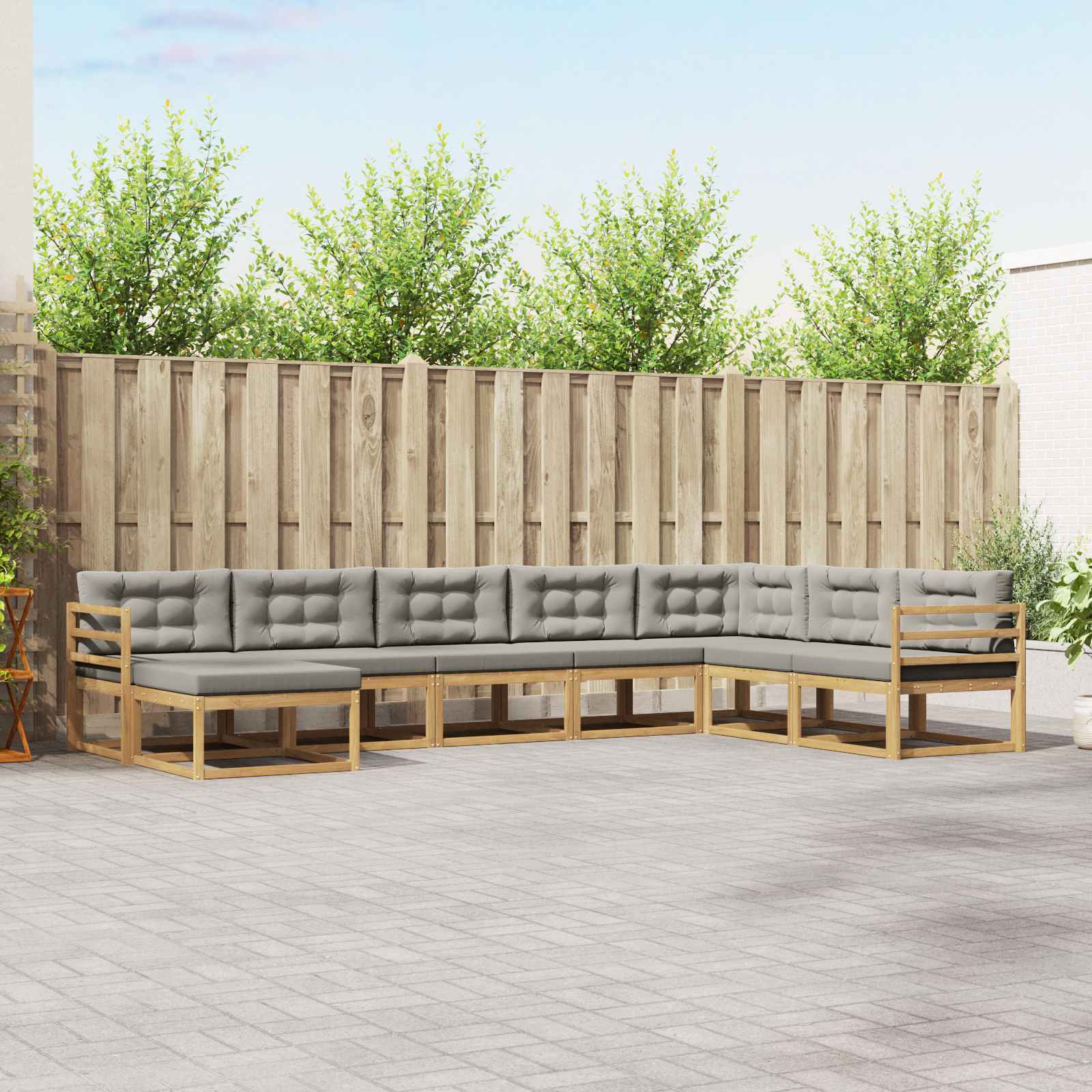 Outdoor-Sofagarnitur 8 pcs Weiß und Hellgrau