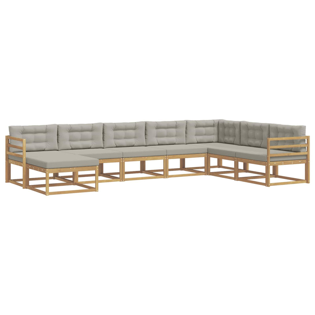 Outdoor-Sofagarnitur 8 pcs Weiß und Hellgrau