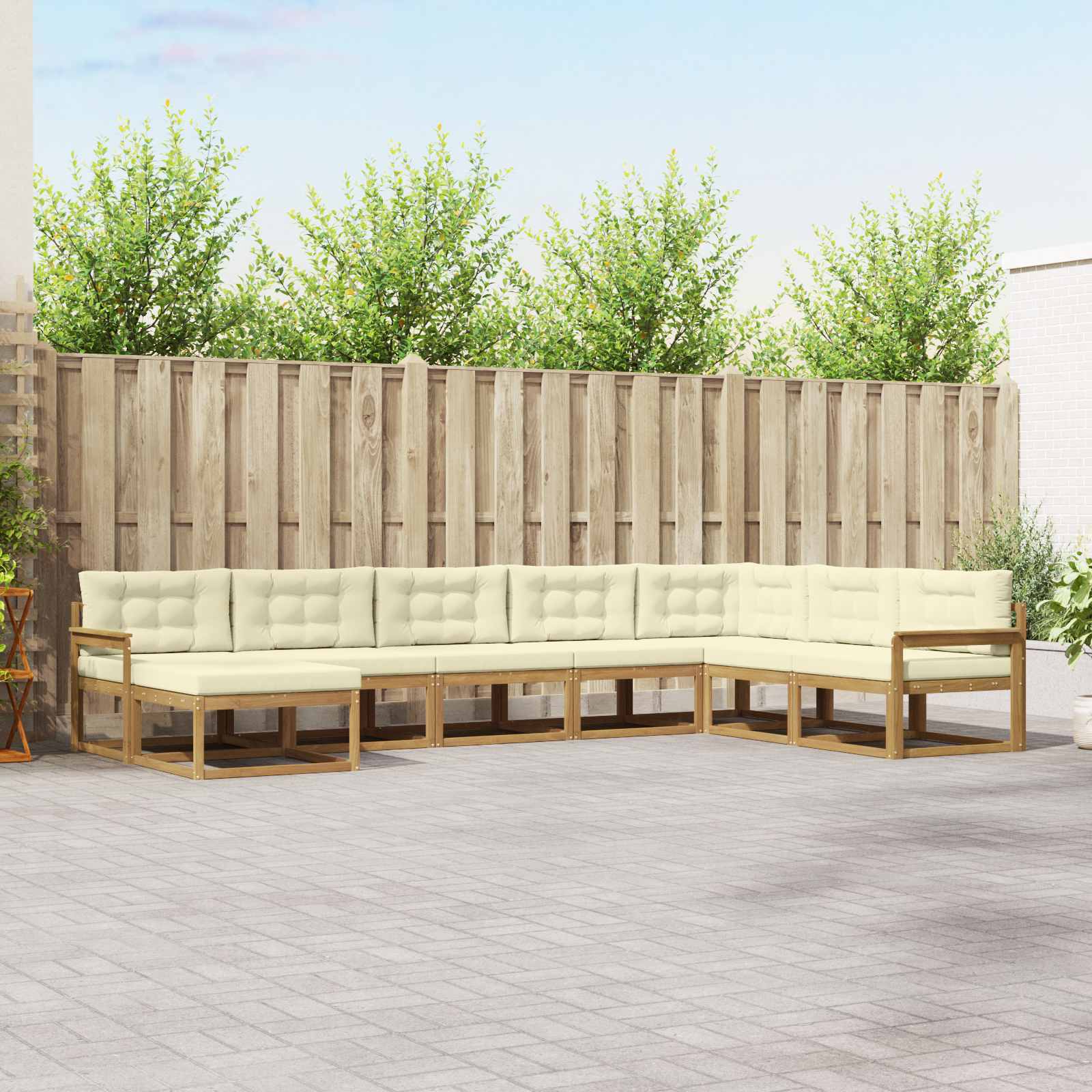Outdoor-Sofagarnitur 8 pcs Weiß und Creme