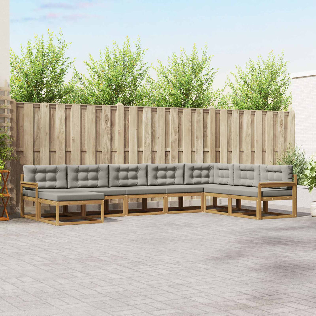 Outdoor-Sofagarnitur 8 pcs Weiß und Hellgrau