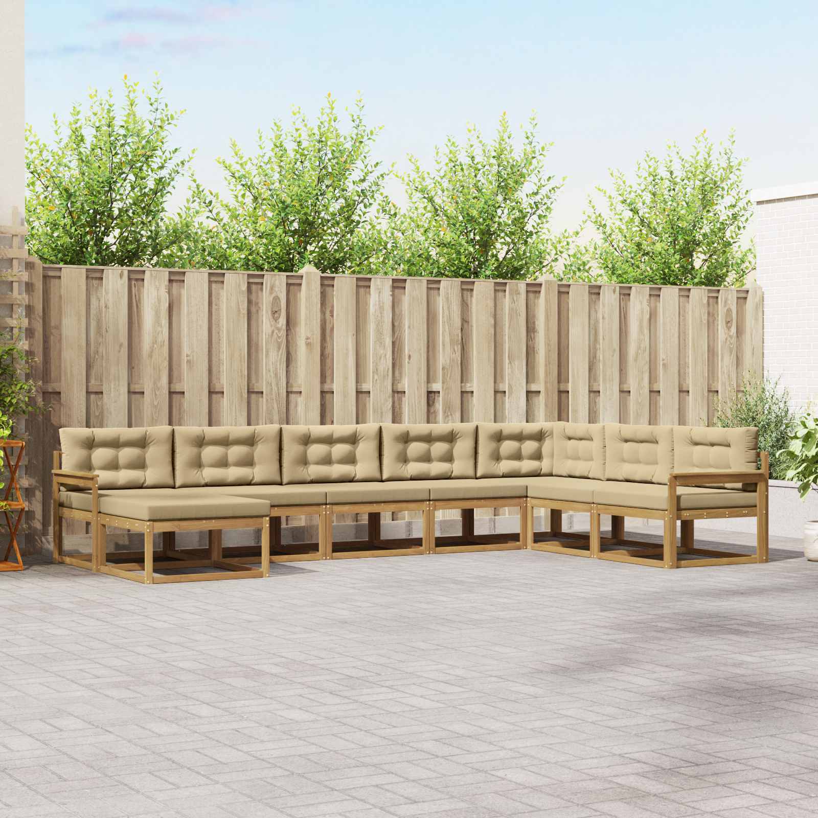 Outdoor-Sofagarnitur 8 pcs Weiß und Beige