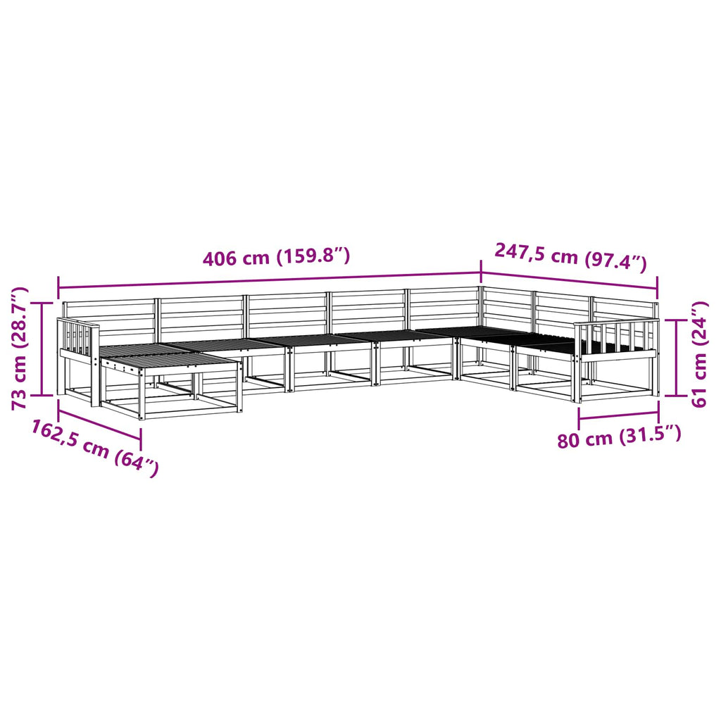 Outdoor-Sofagarnitur 8 pcs Weiß Massivholz Akazie