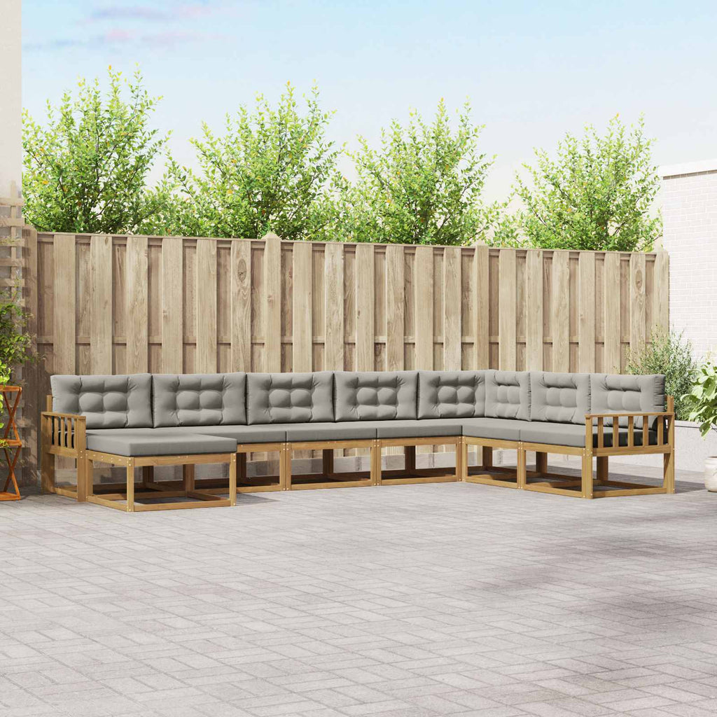Outdoor-Sofagarnitur 8 pcs Weiß und Hellgrau