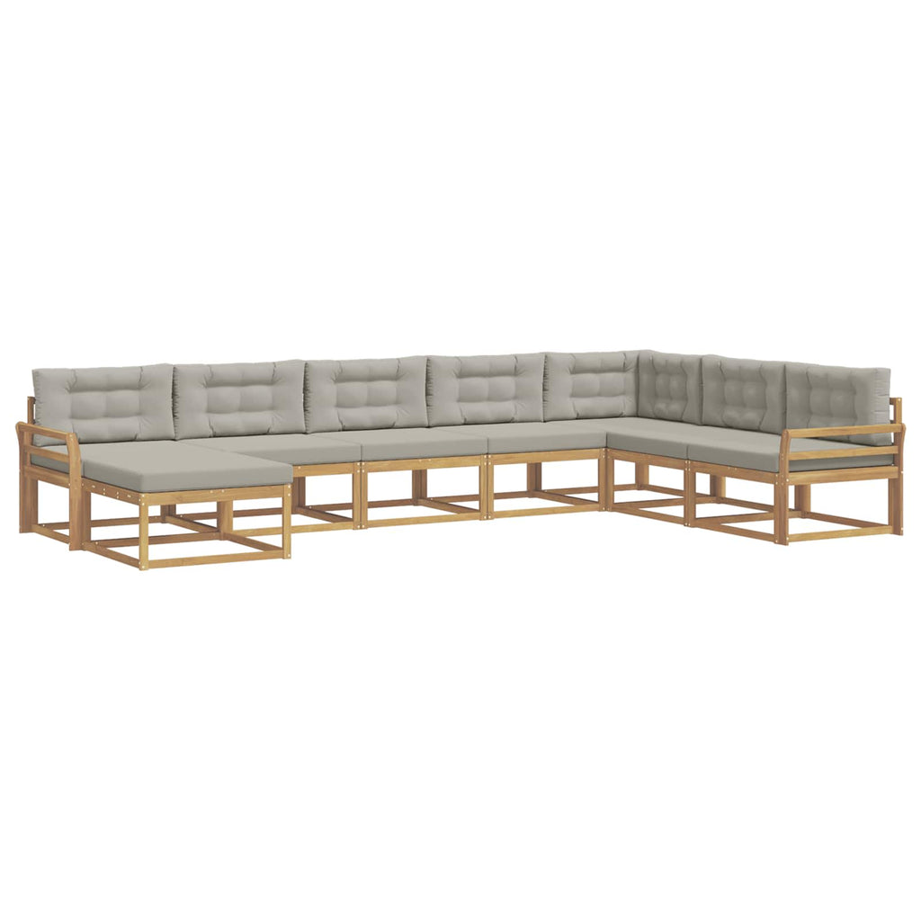 Outdoor-Sofagarnitur 8 pcs Weiß und Hellgrau