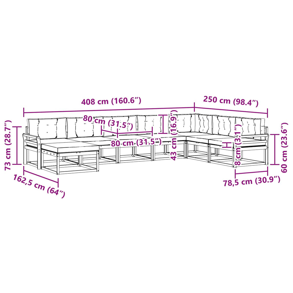 Outdoor-Sofagarnitur 8 pcs Weiß und Hellgrau